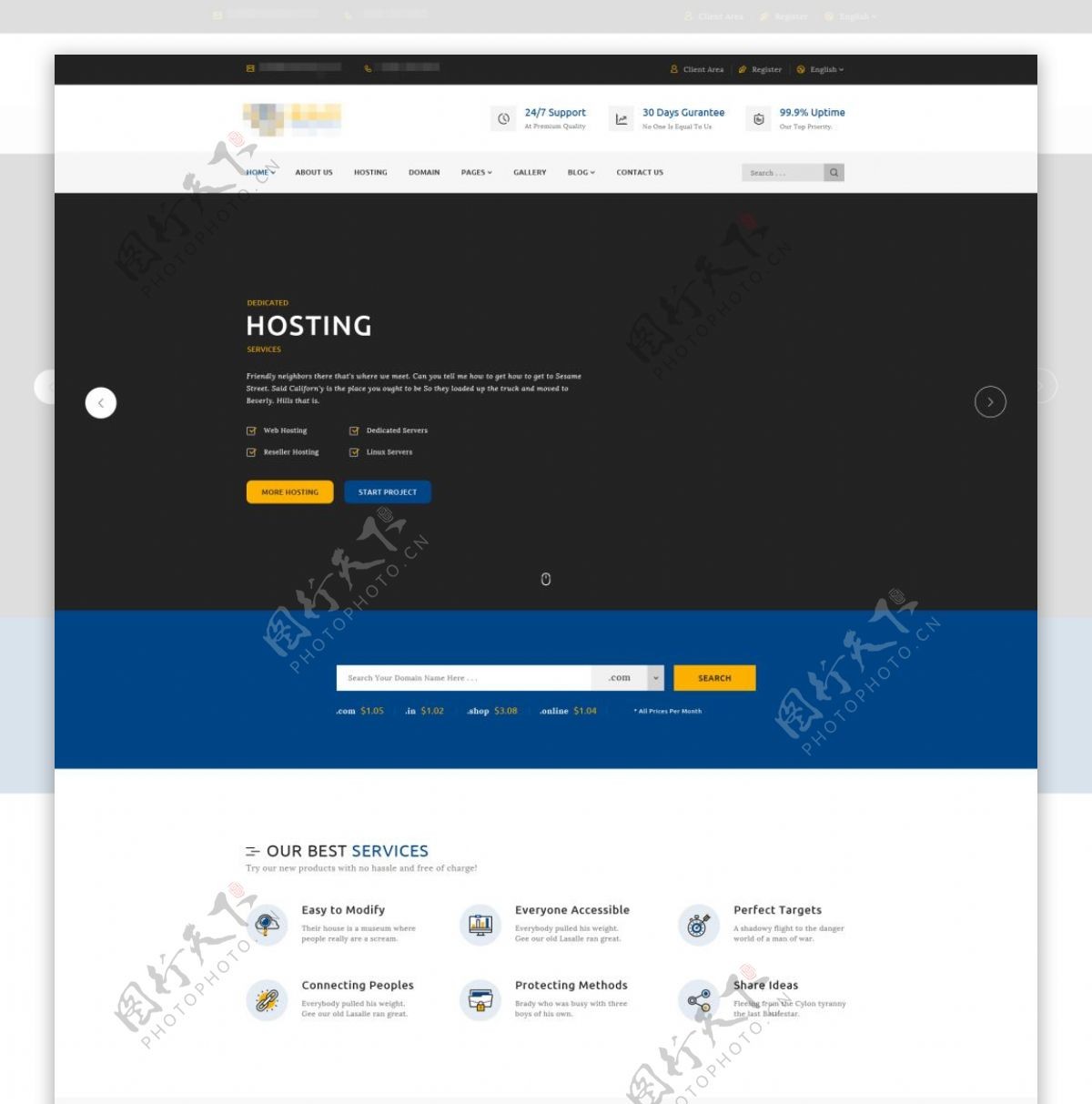 蓝色精美的企业电子科技商务网站首页模板