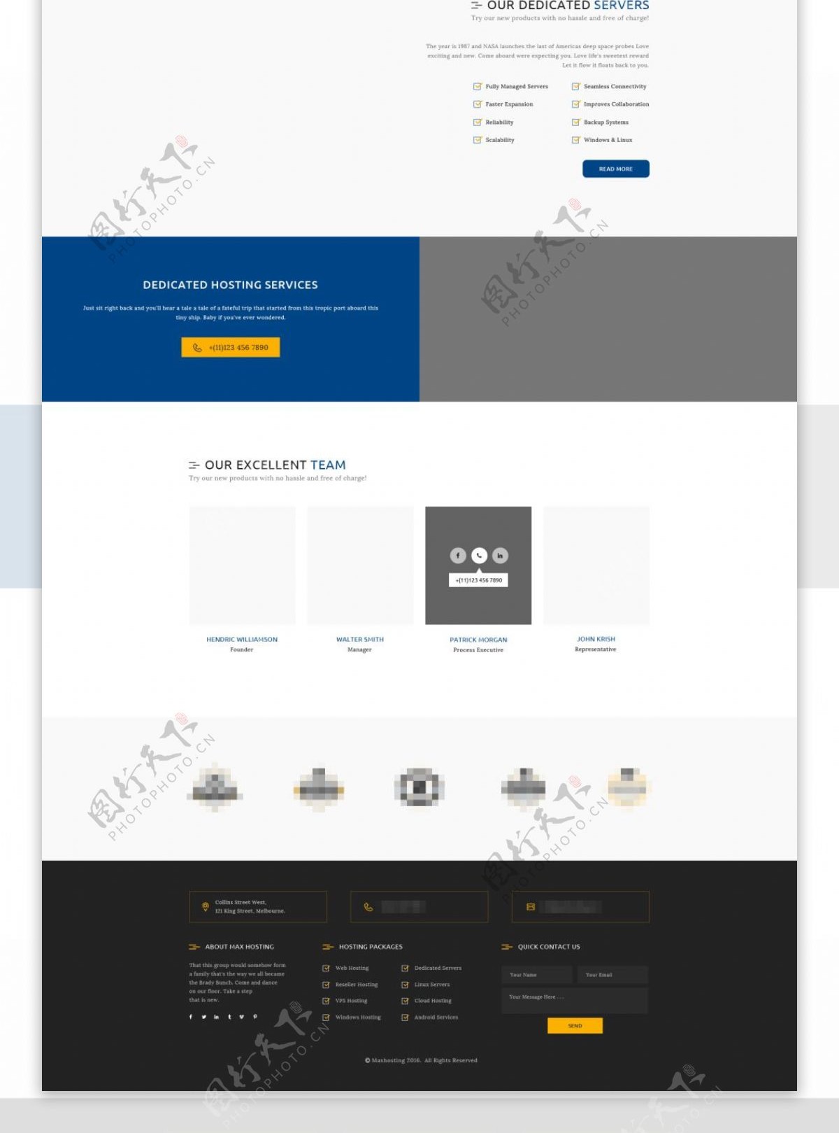 蓝色精美的企业电子科技商务网站首页模板