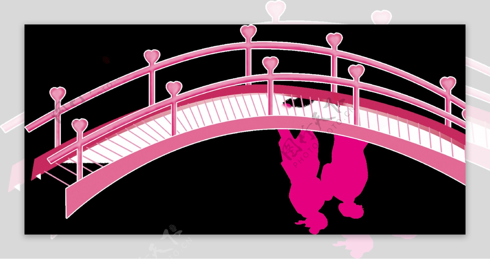 手绘一条粉红色的桥透明素材