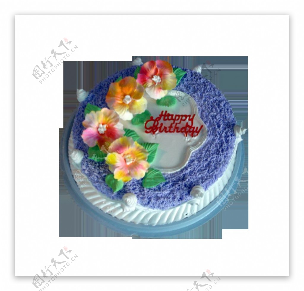 蓝色花朵蛋糕素材