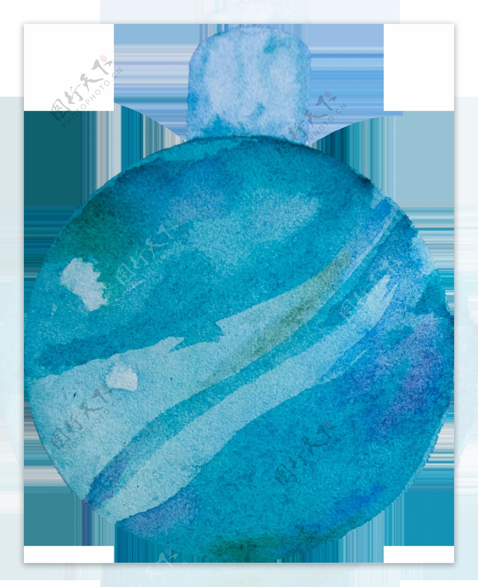 手绘水彩蓝色装饰球透明小球素材