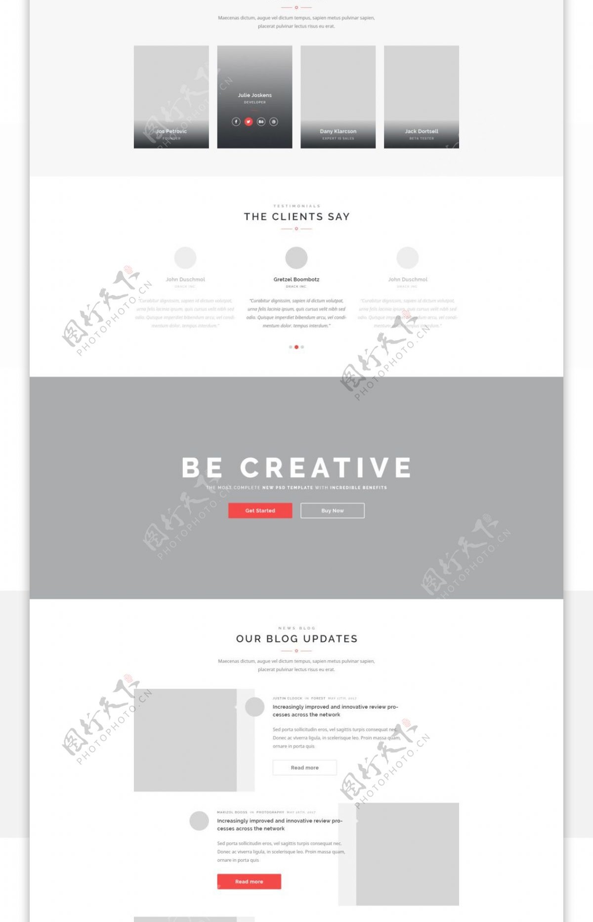灰色创意设计网站主页模板