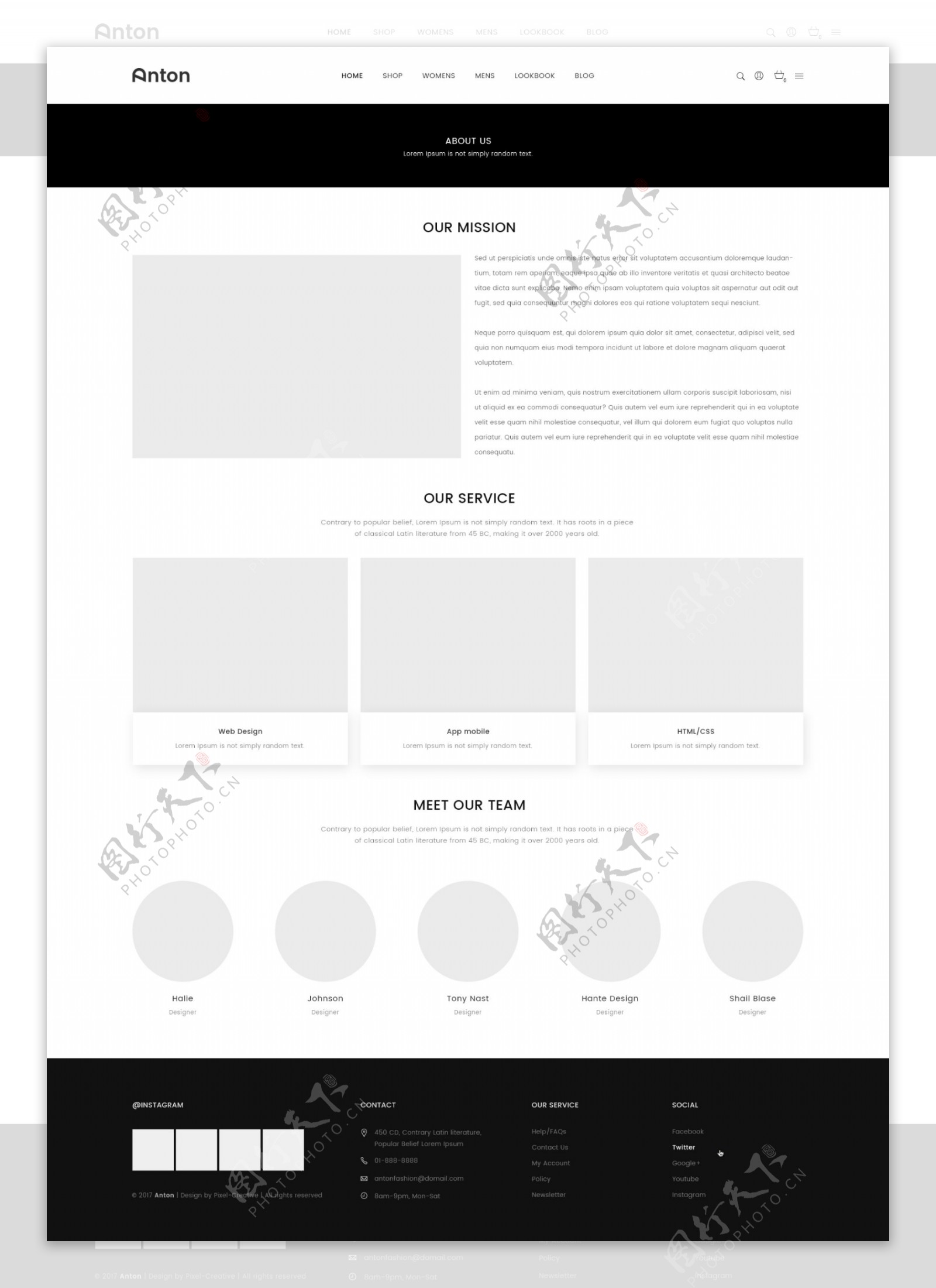 UI网页博客单栏黑白灰简洁PSD模板素材图片下载-素材编号09193733-素材天下图库