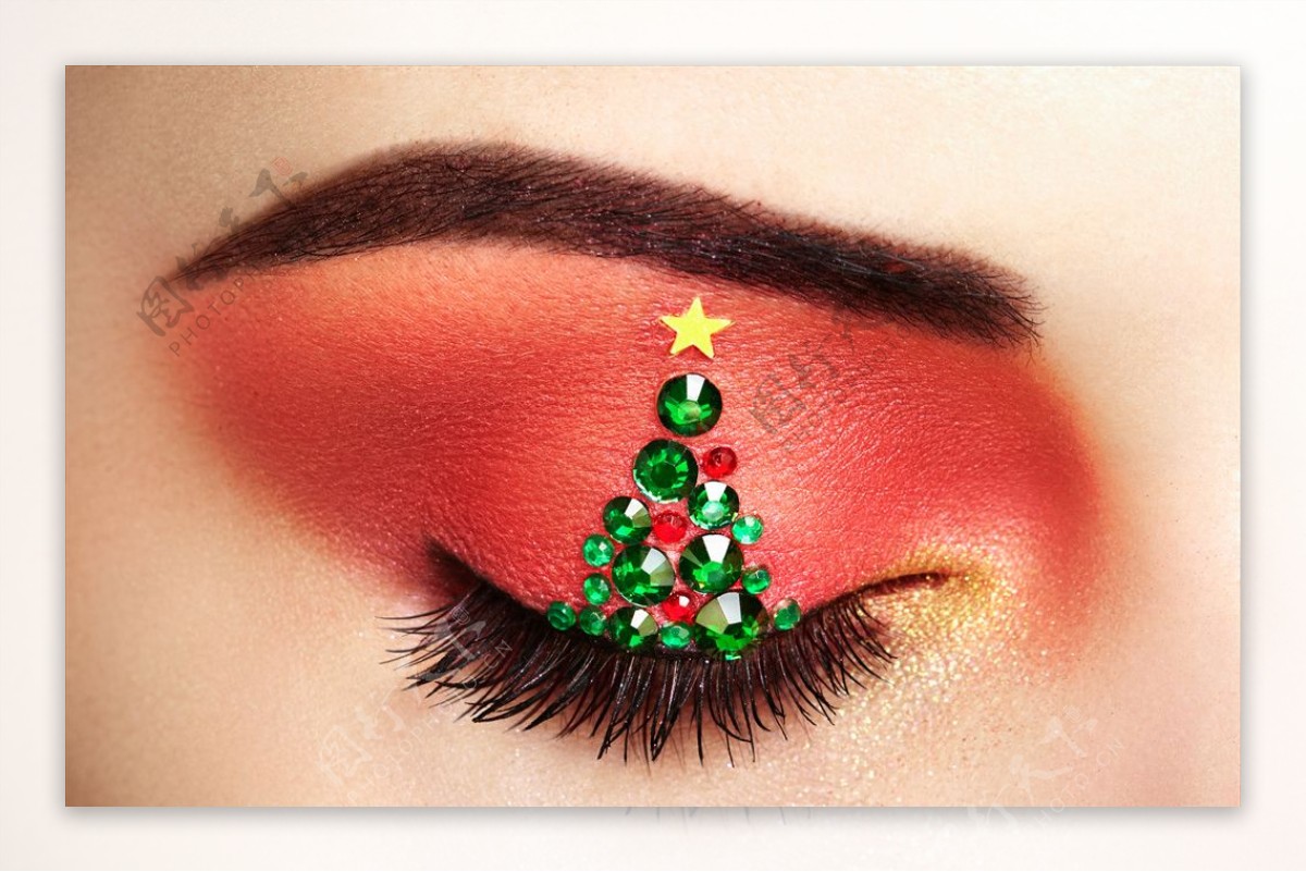 创意时尚圣诞树眼妆