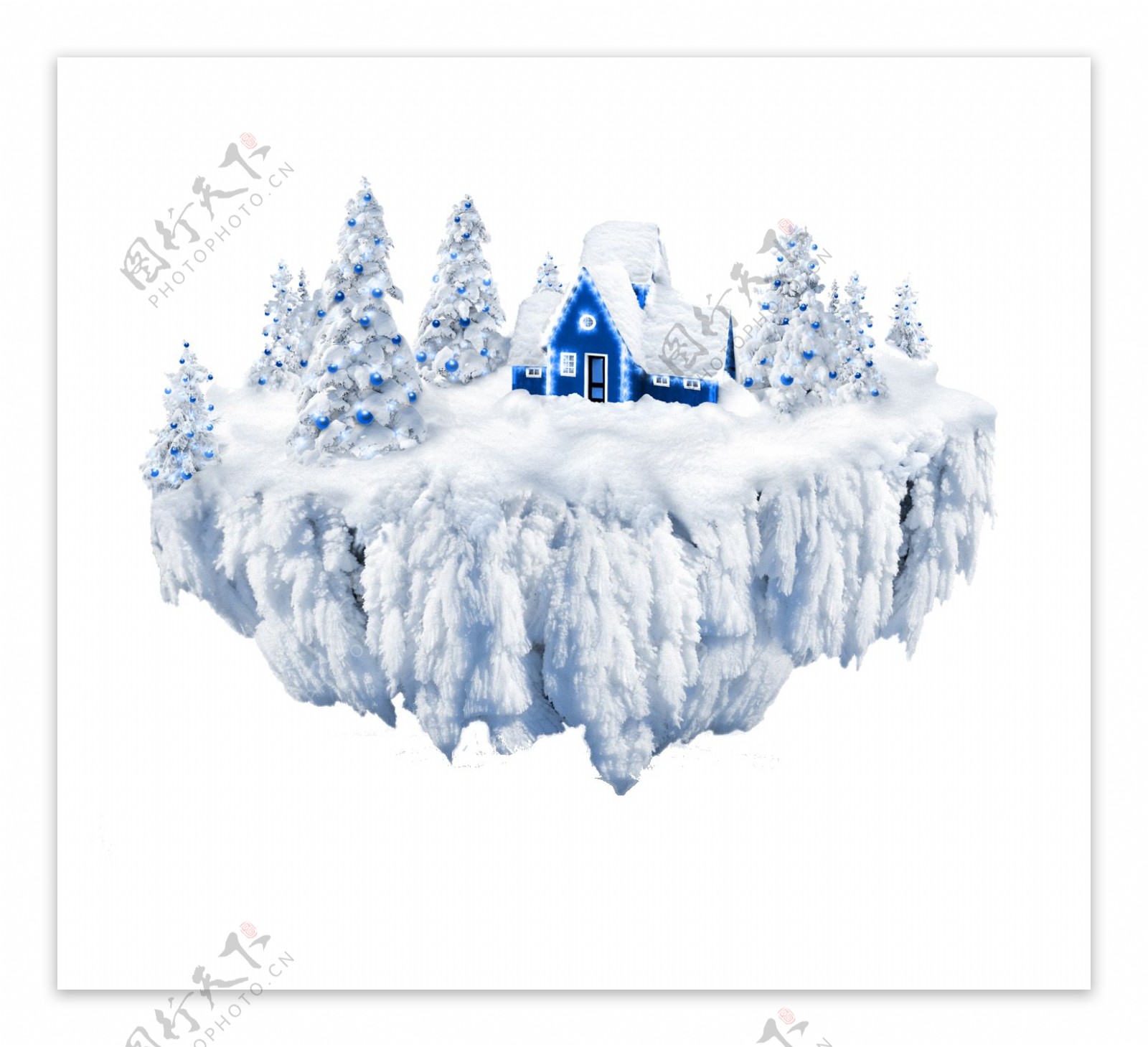 冰山蓝色小屋png元素