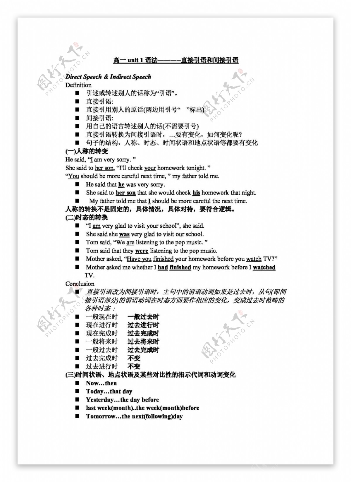 英语人教版Book1Unit1Friendshipdirectspeechandindirectspeech