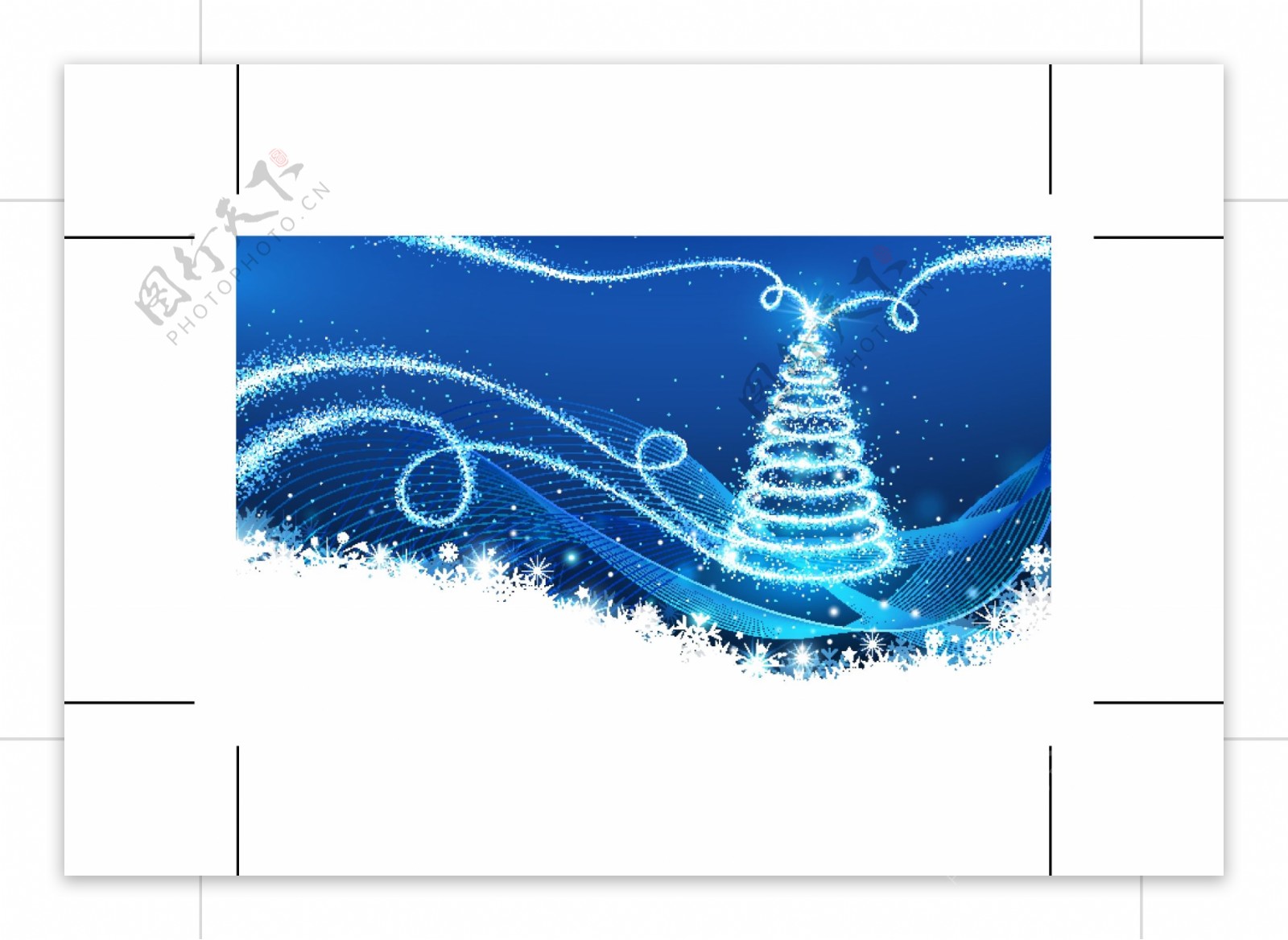 圣诞树雪花蓝色背景素材下载