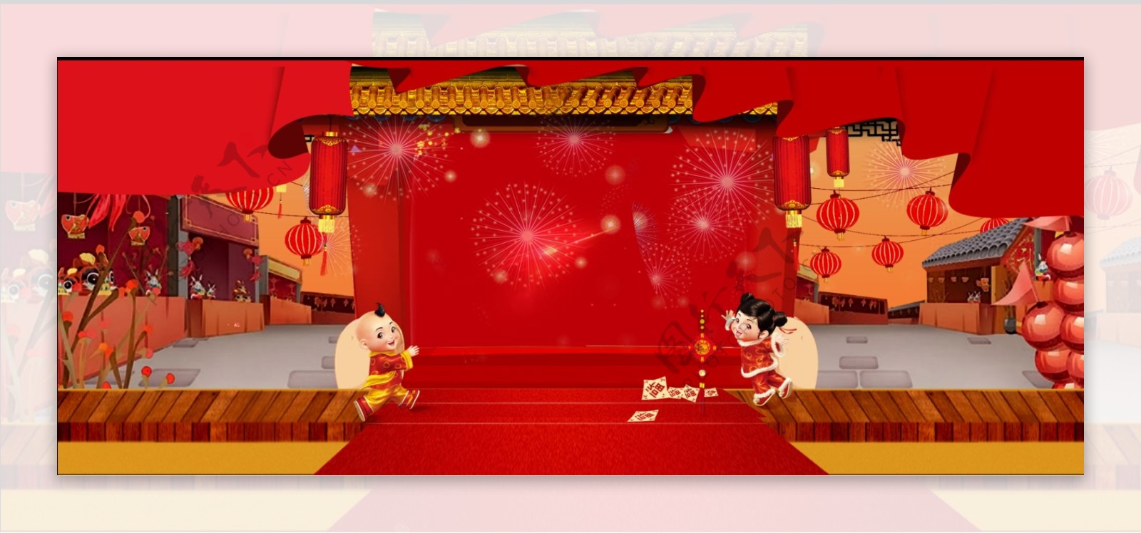 喜庆中国风春节红色背景