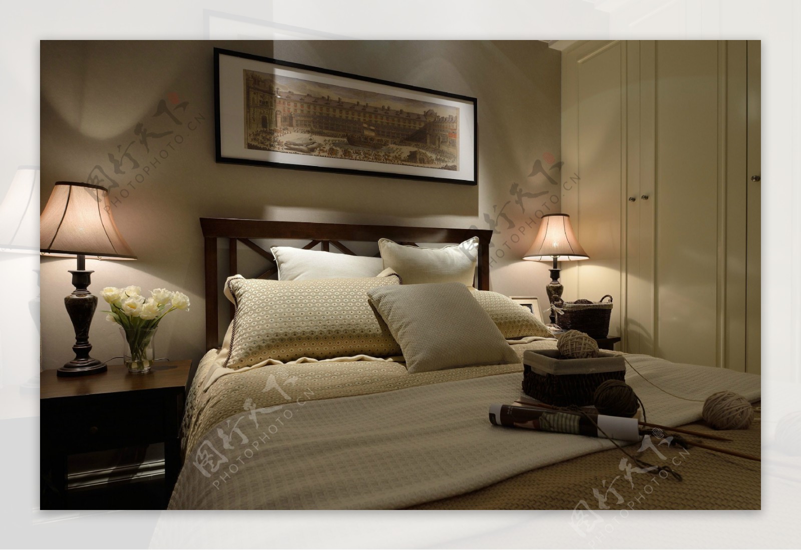 简约时尚卧室床铺装修效果图图片素材-编号29266000-图行天下