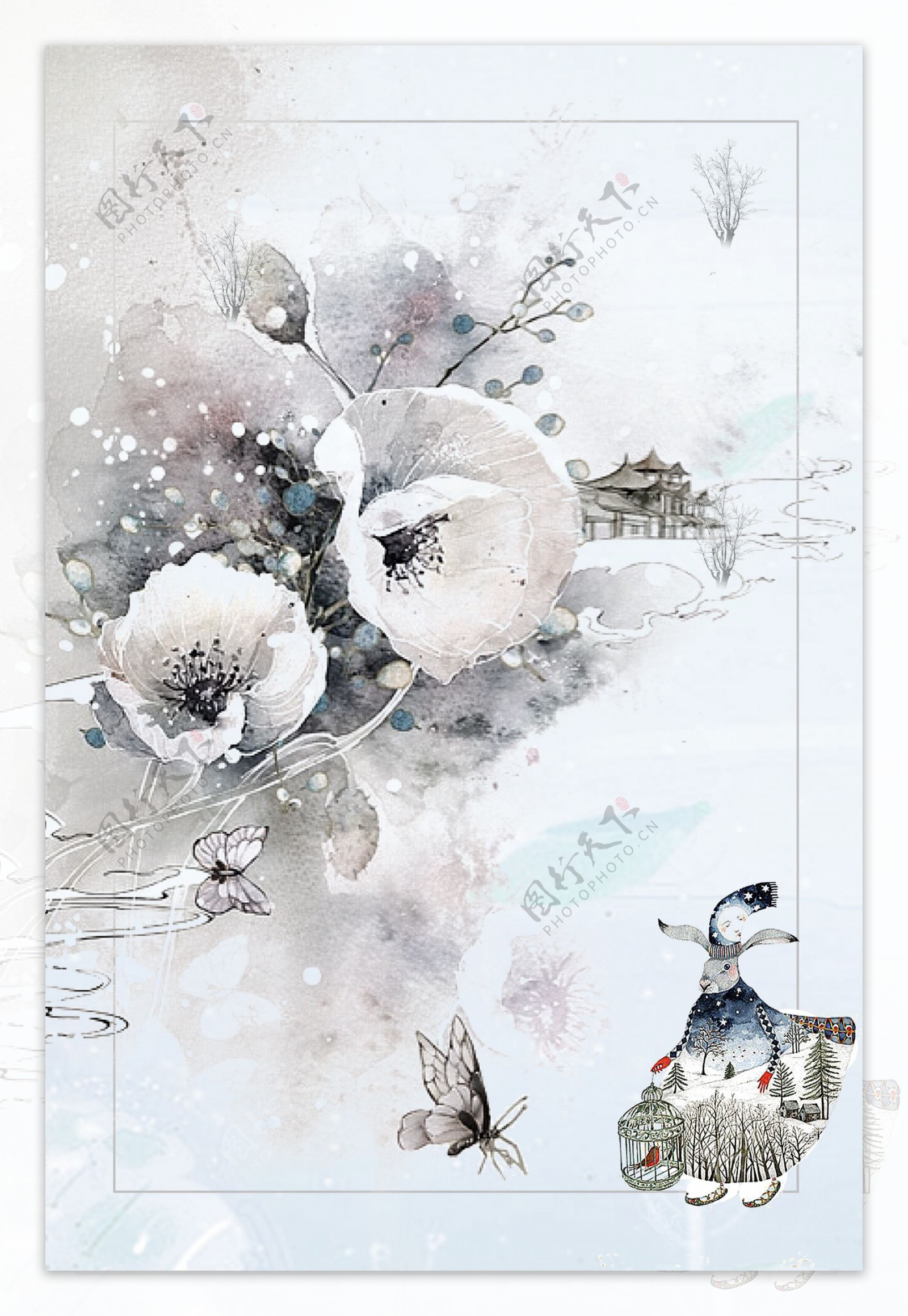 冬季花朵海报背景设计