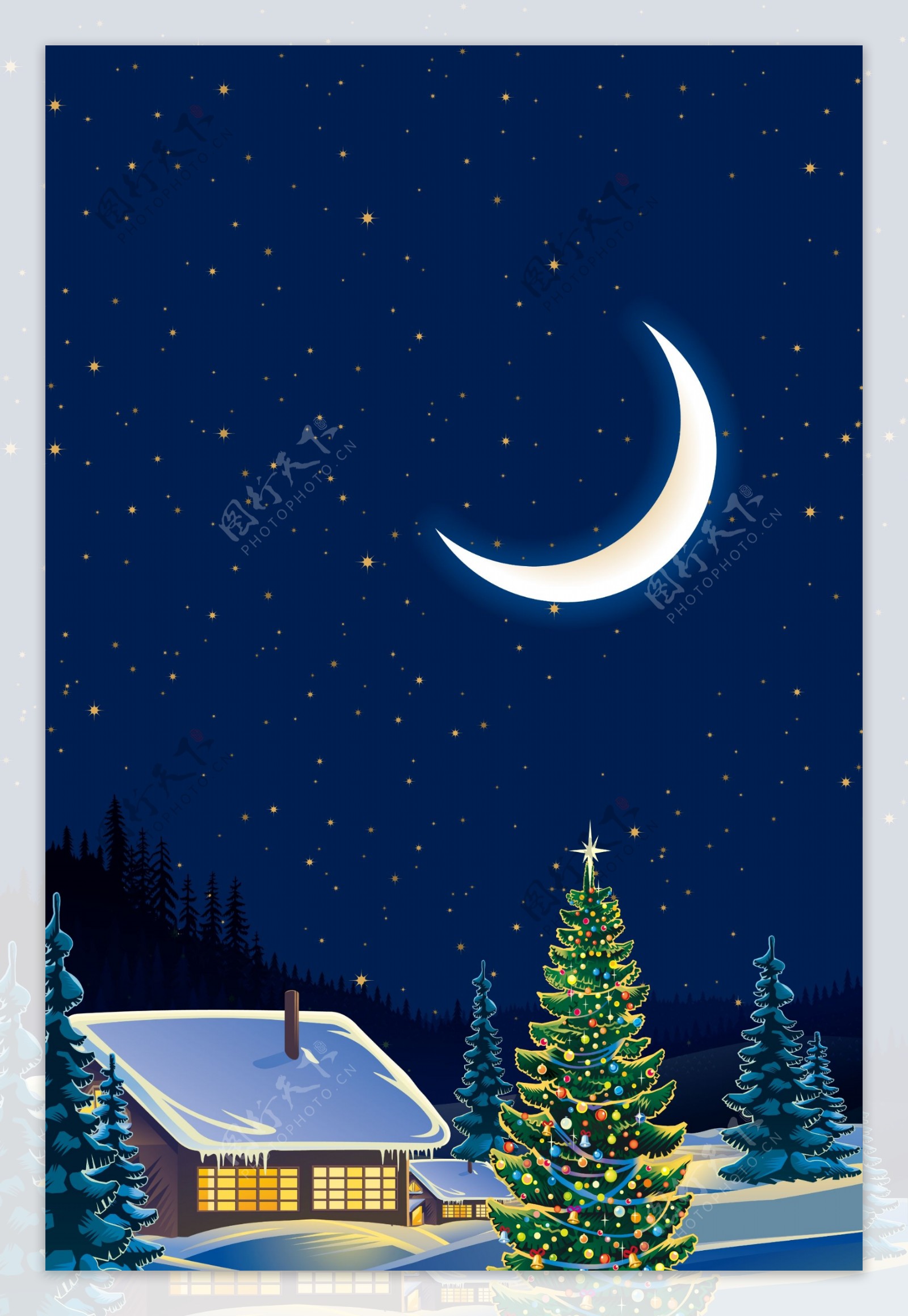 蓝色星空冬季海报背景设计