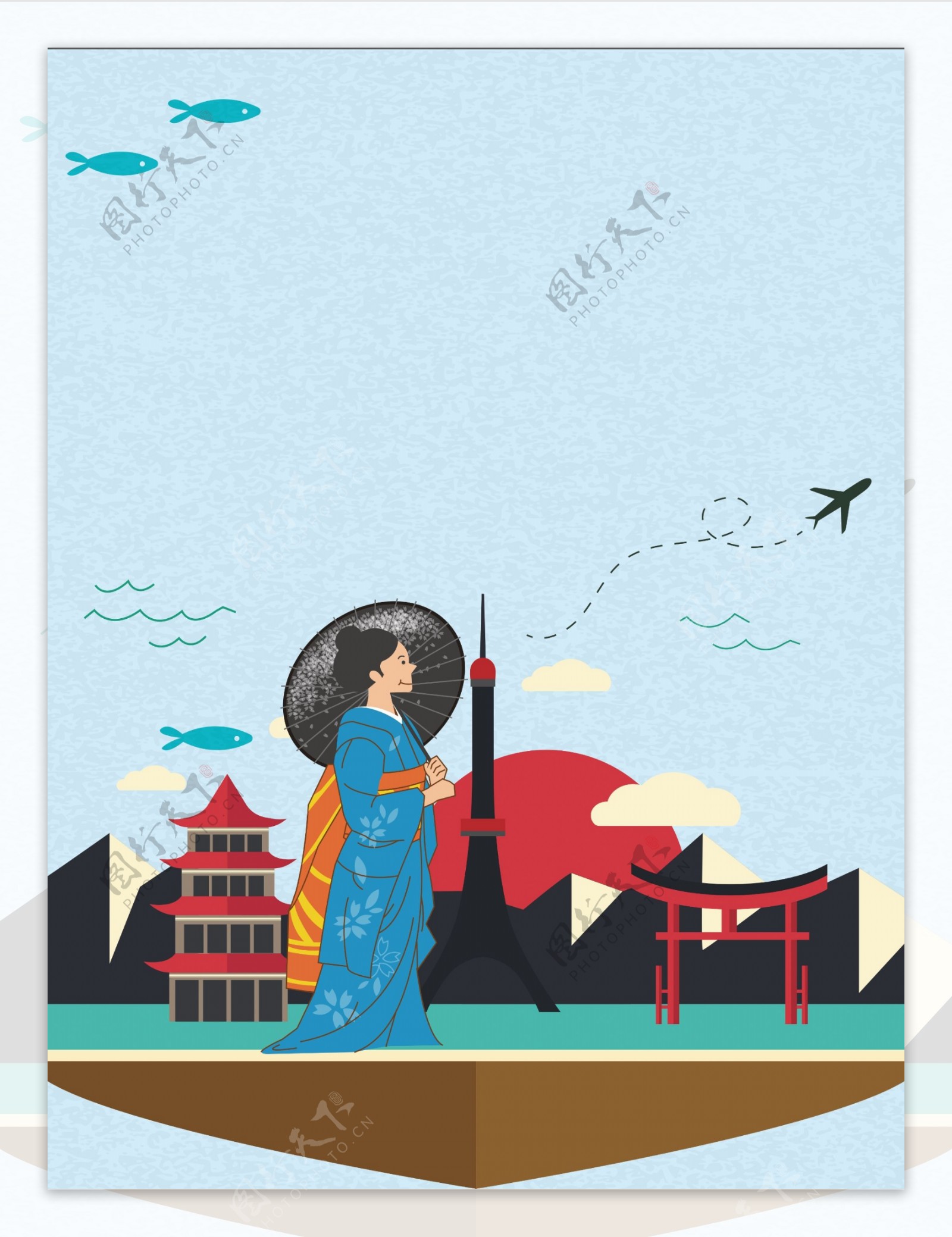 创意精美日本旅游海报背景设计