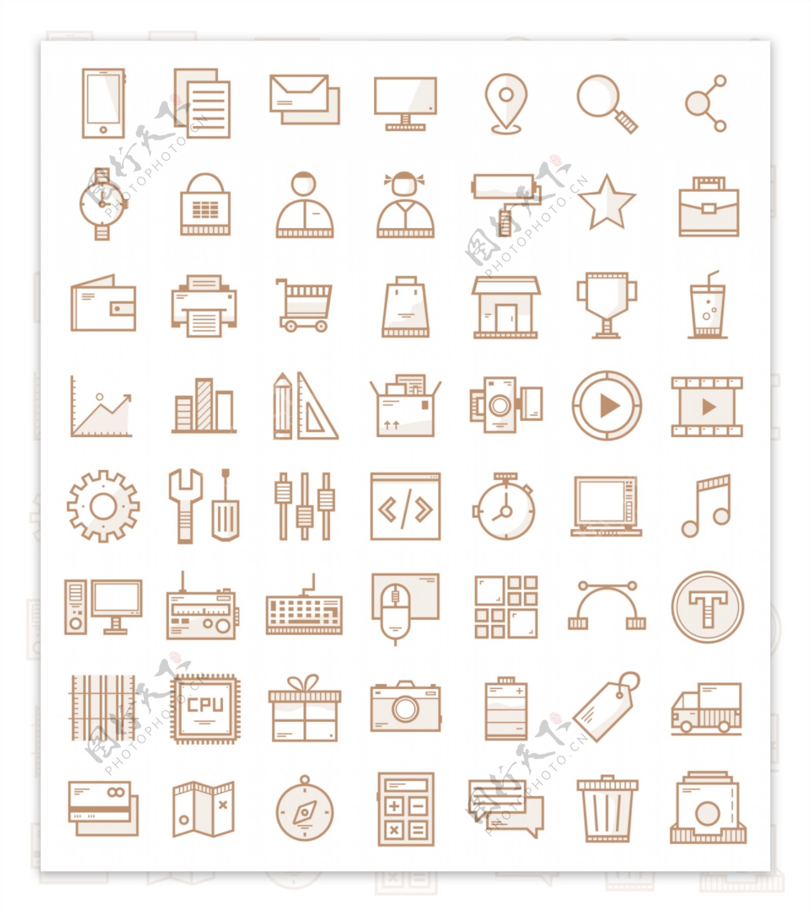 棕色精美大气的网站设计icon图标素材