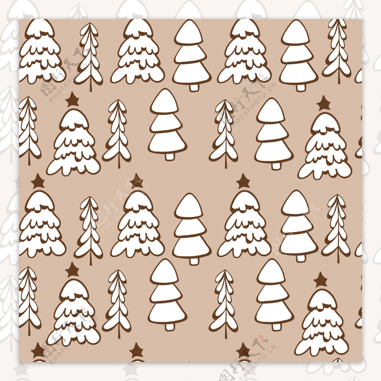 雪白圣诞树卡通圣诞节动态装饰素材