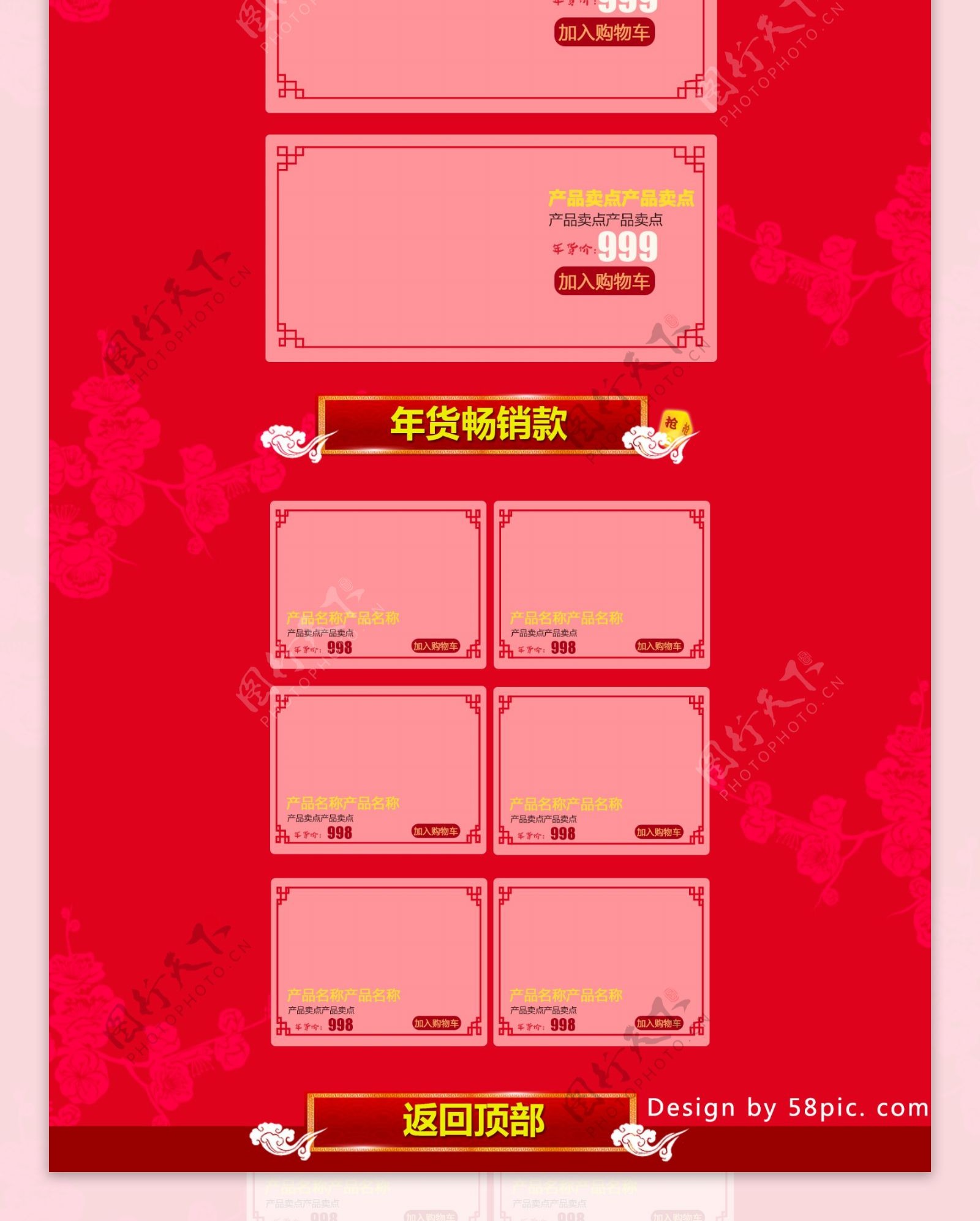 红色喜庆中国风电商促销天猫年货节首页模板