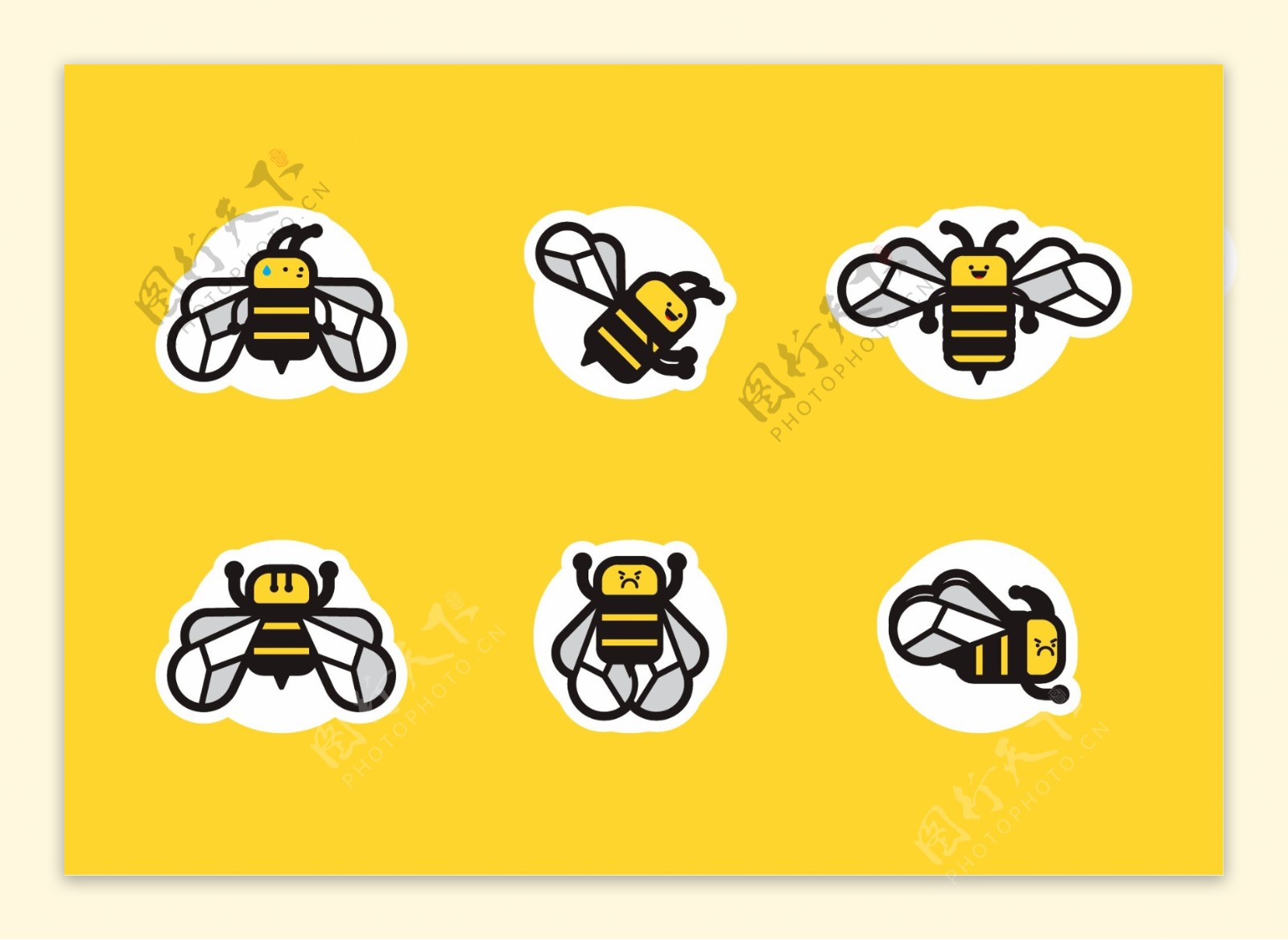 手绘矢量卡通蜜蜂