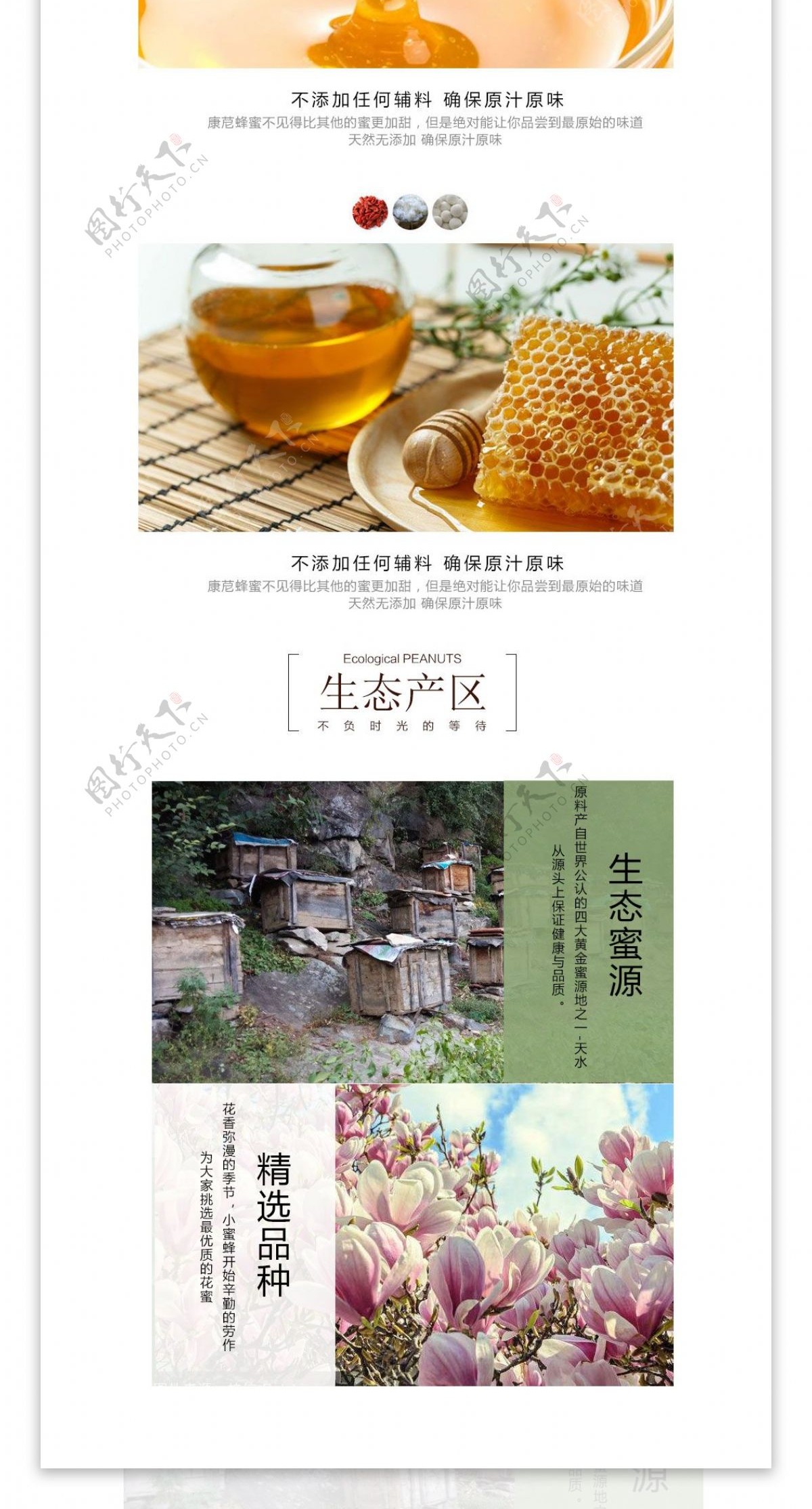 蜂蜜食品简洁小清新详情页PSD模板