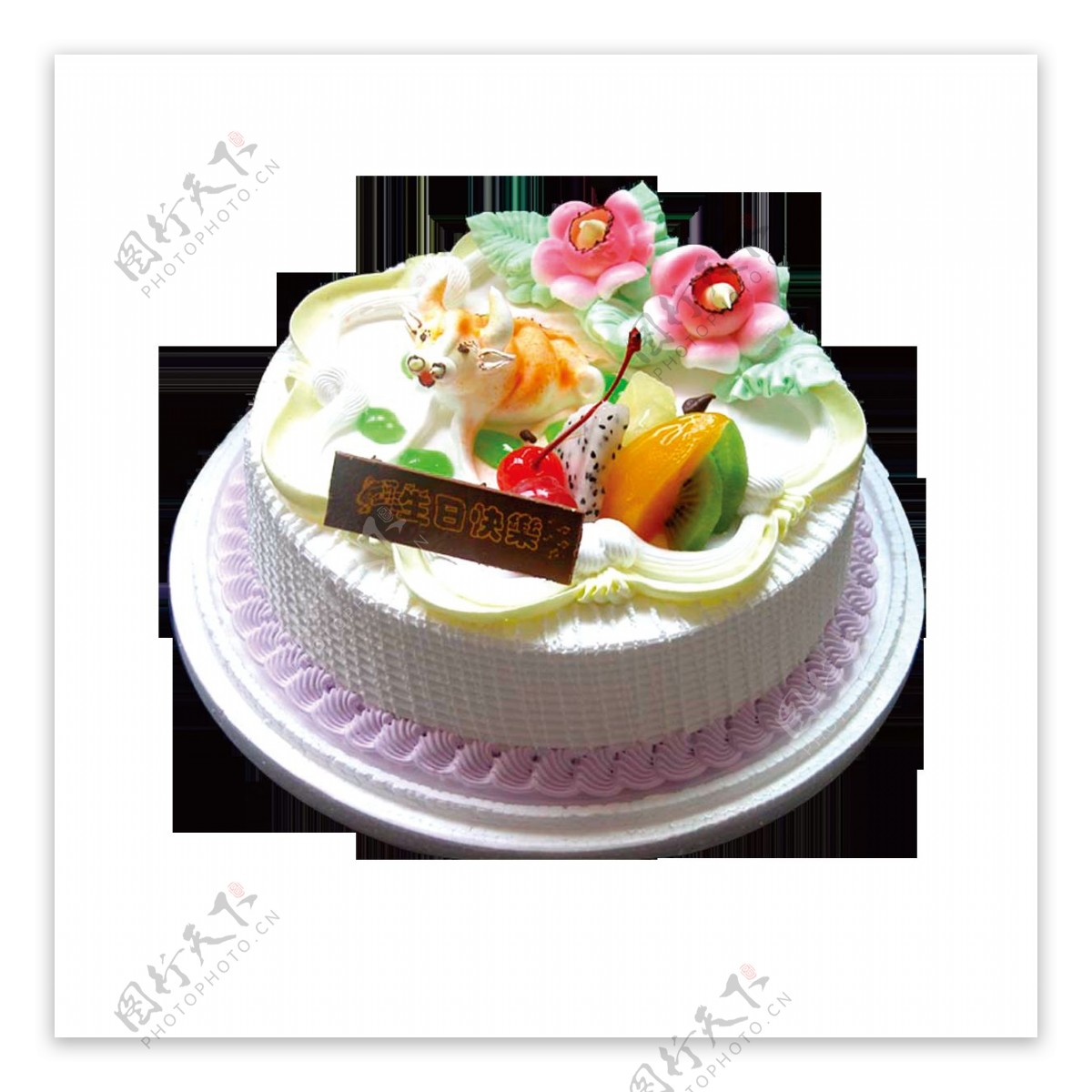 花朵奶油生日蛋糕素材