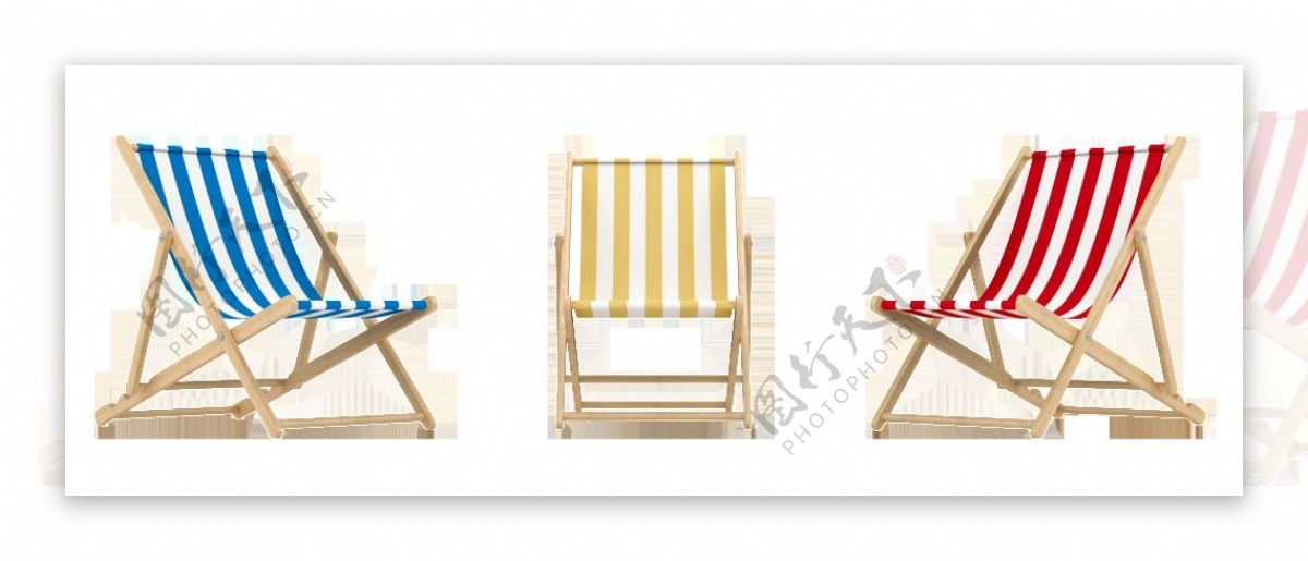 各种颜色的沙滩椅透明装饰素材