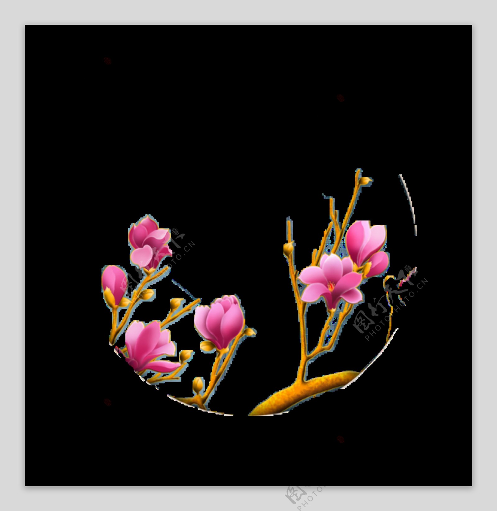 粉色桃花装饰元素图片