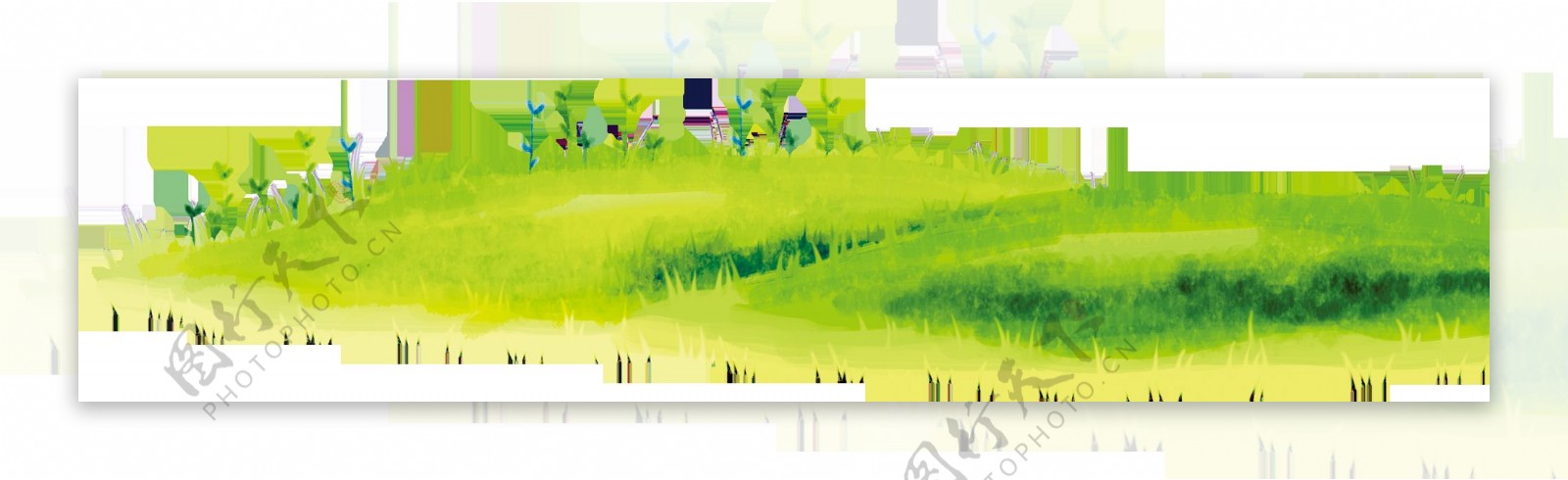 卡通绿色大草原png元素