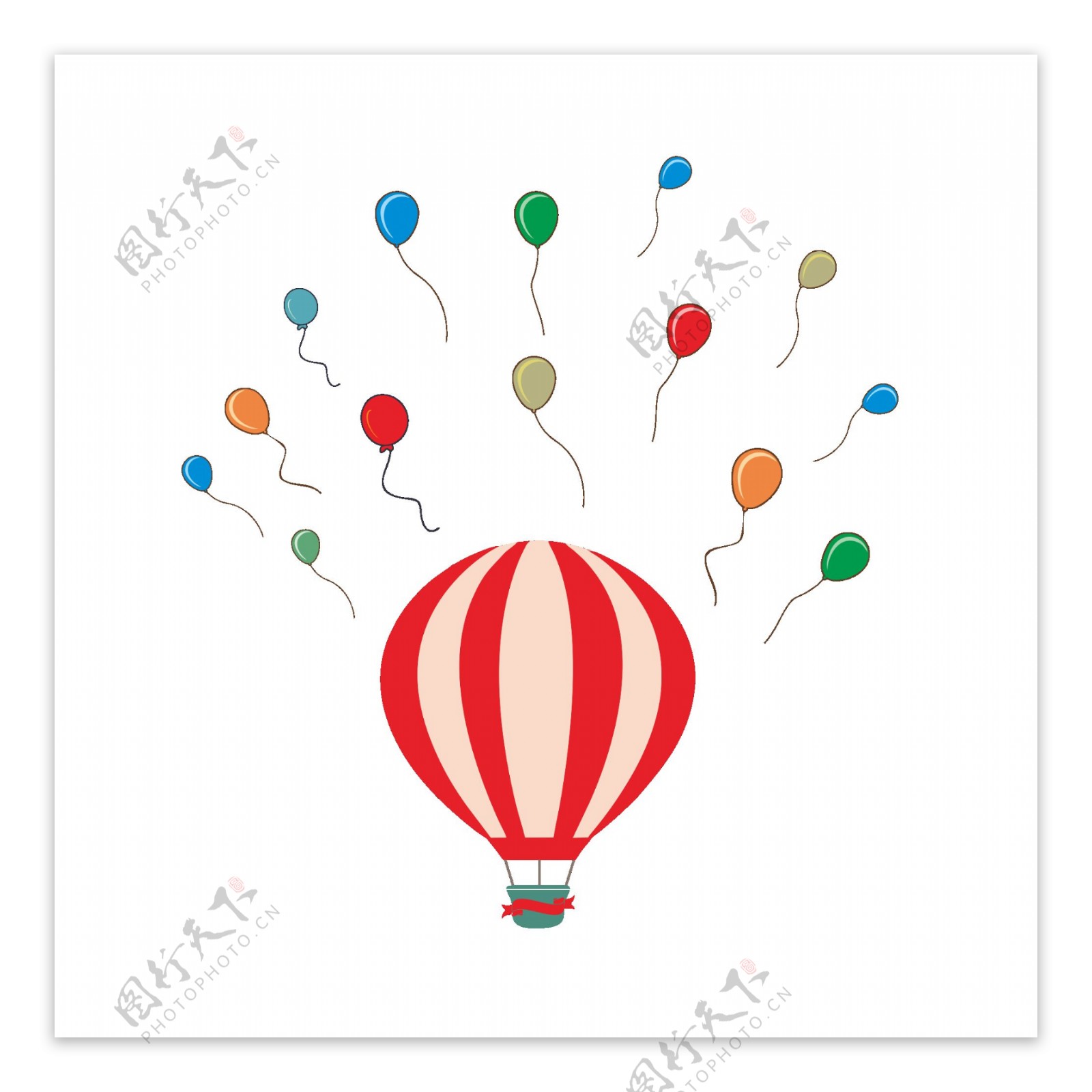 漂浮气球热气球彩色矢量可商用素材
