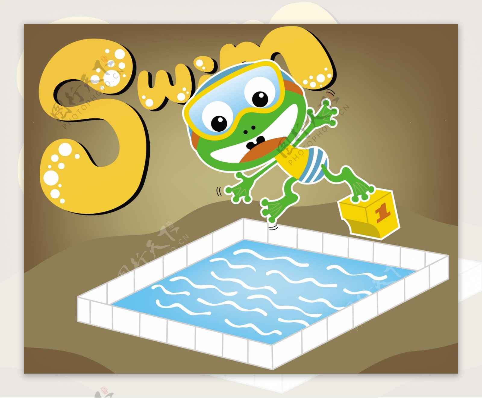 可爱绿色小青蛙儿童插画