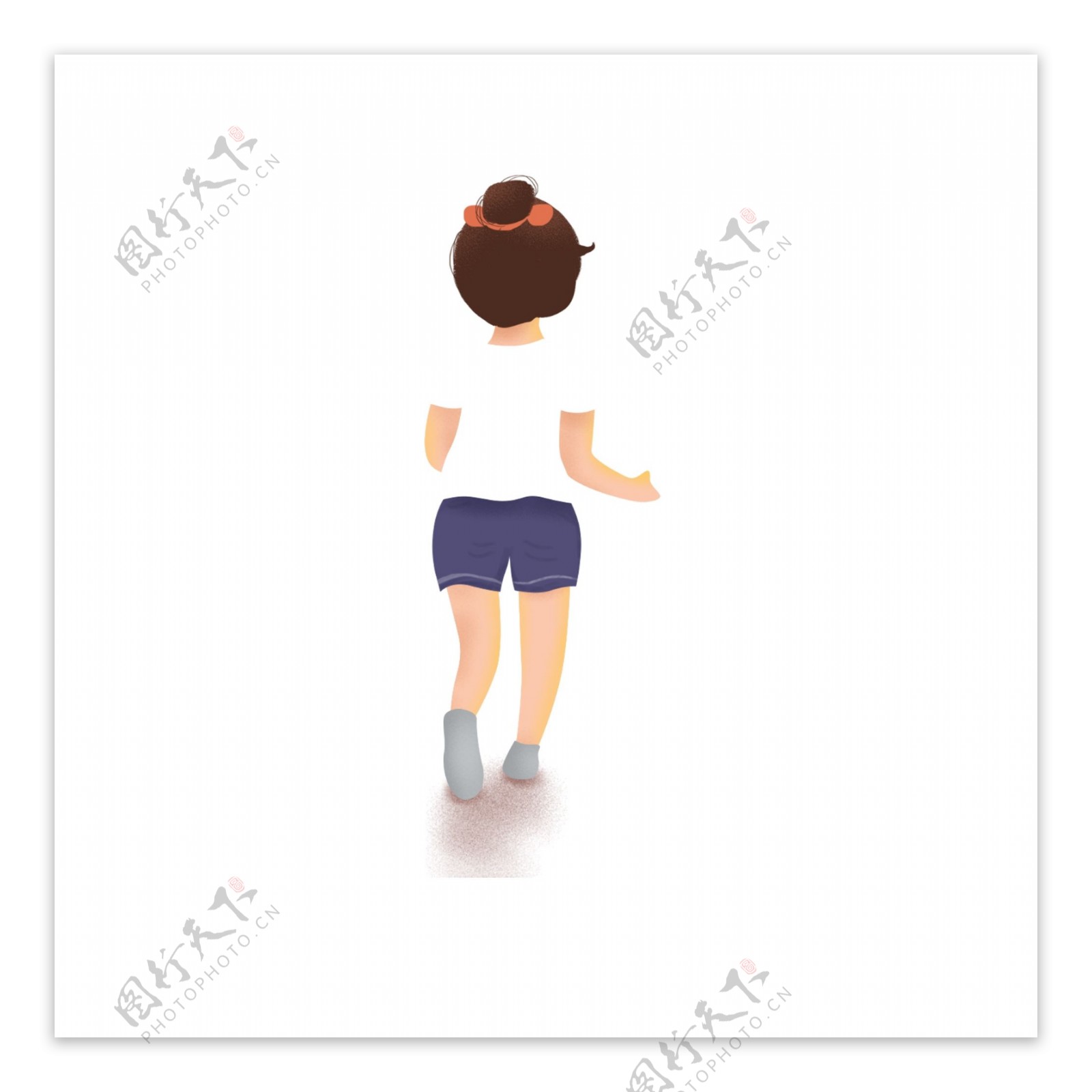 一个跑步的女子背影卡通元素