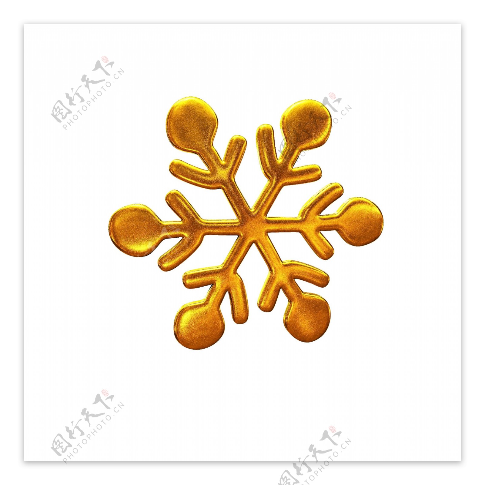 金色立体金属圣诞装饰雪花可商用元素