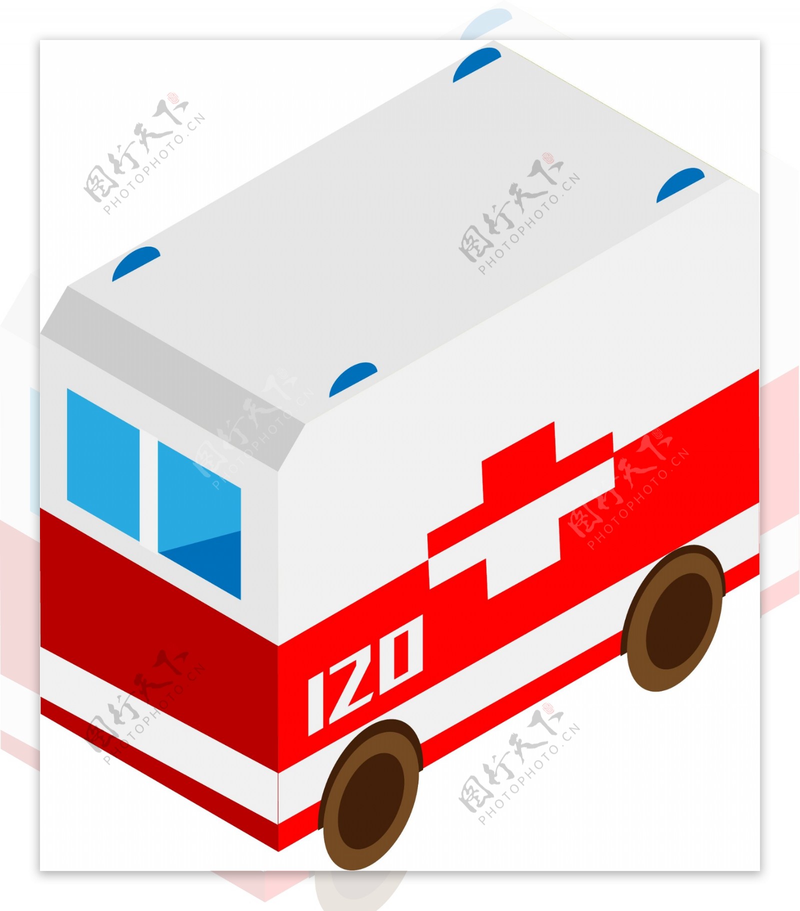 2.5D救护车简约卡通可商用设计元素