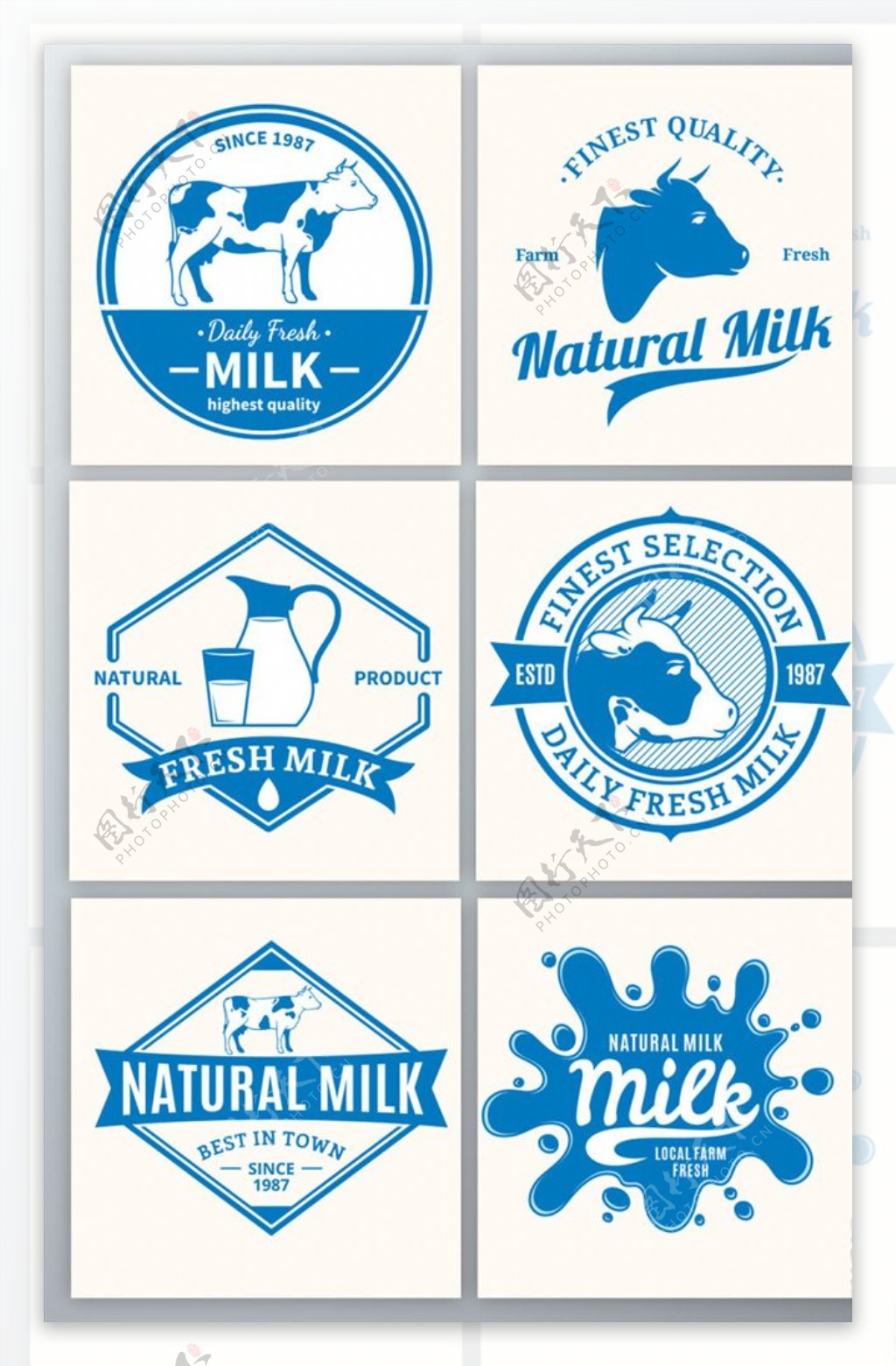 牛奶标签标贴矢量素材