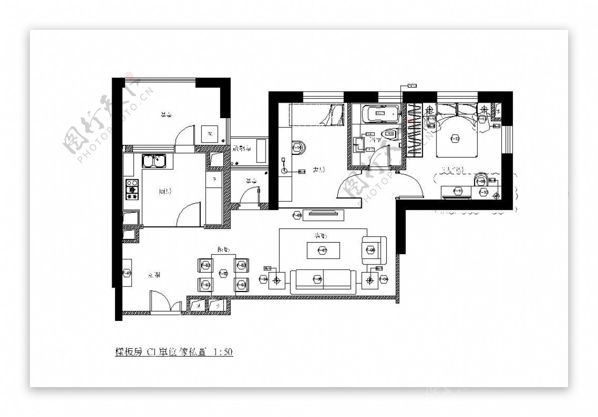 日式两室一厅家装平面图