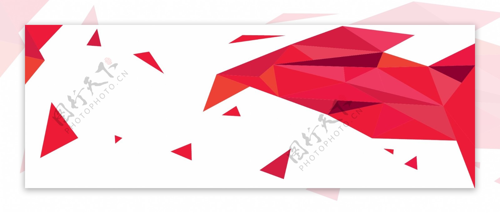 红色渐变三角形多边形banner背景设计