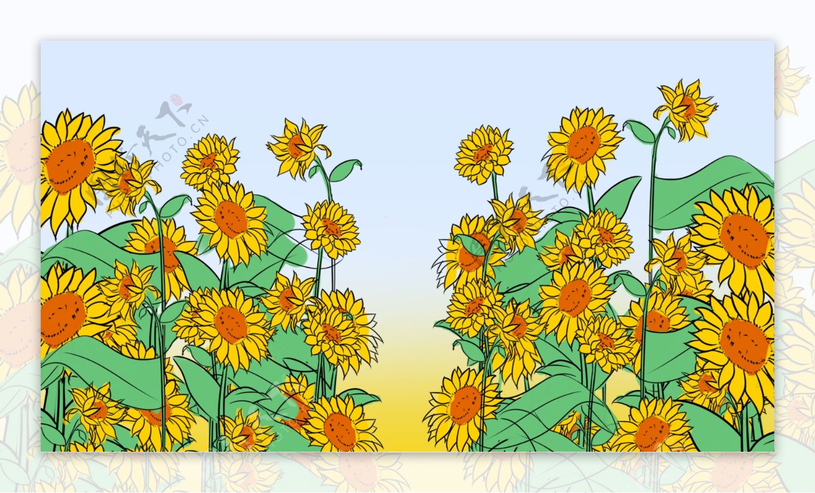 黄色手绘向日葵