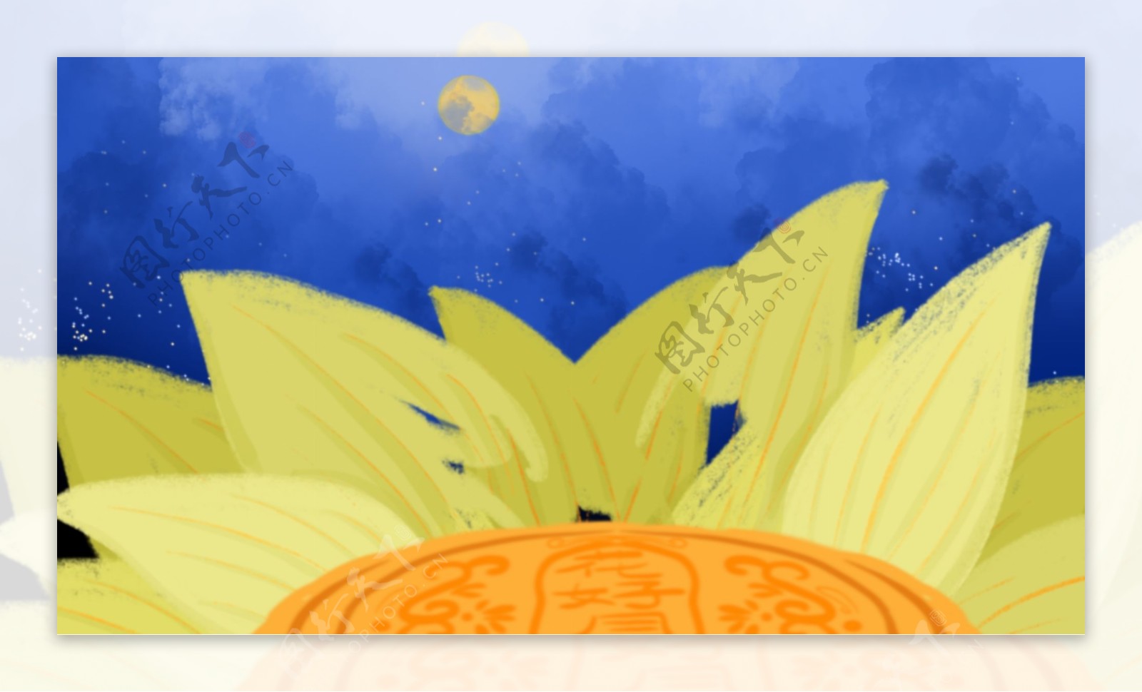 彩绘中秋节快乐月饼背景素材