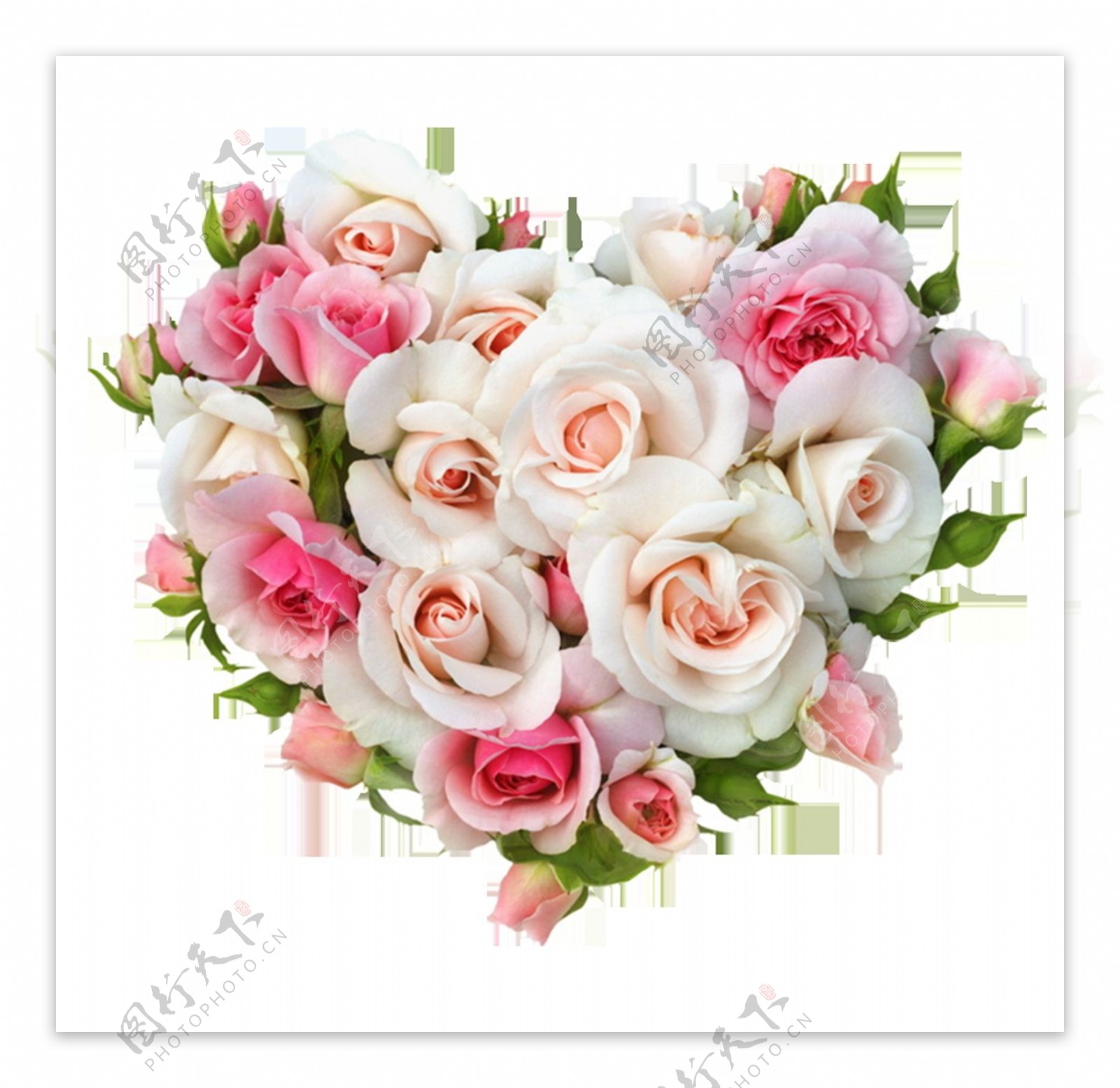 粉色浪漫心形花朵装饰素材