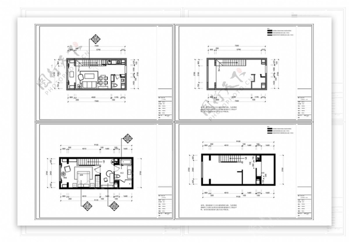 CAD复式公寓户型施工图纸