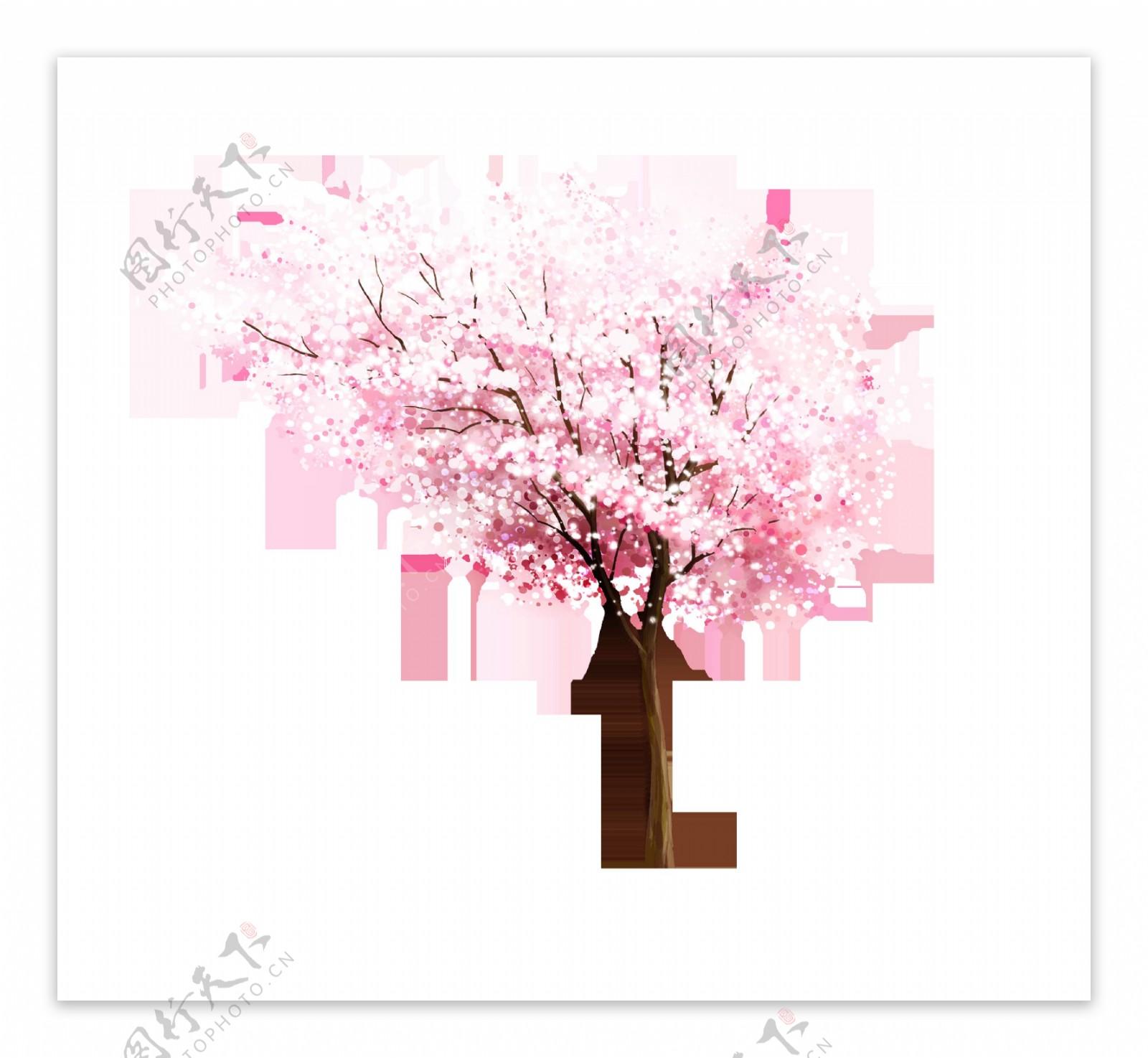 浪漫粉色樱花树装饰素材