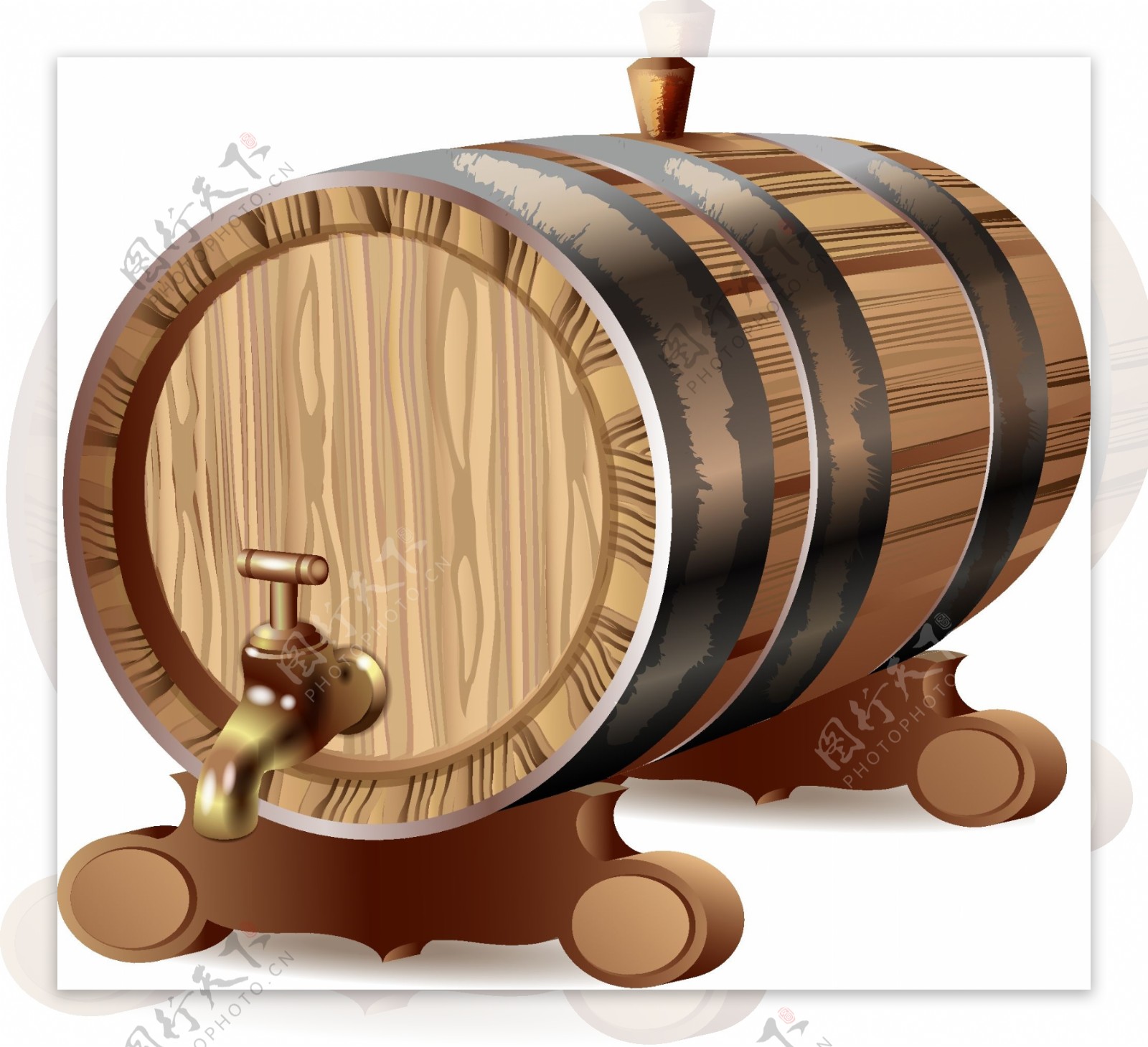 卡通木质酒桶矢量元素