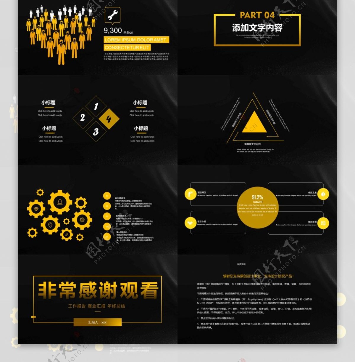 2019黄黑色简约工作汇报PPT模板