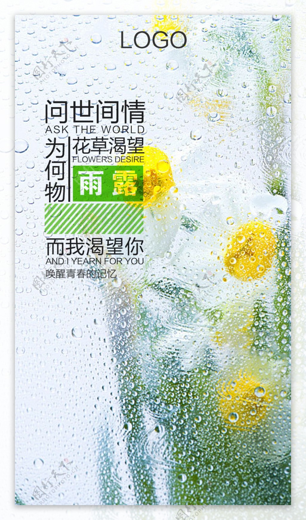 白色绿色清新花朵产品海报psd源文件