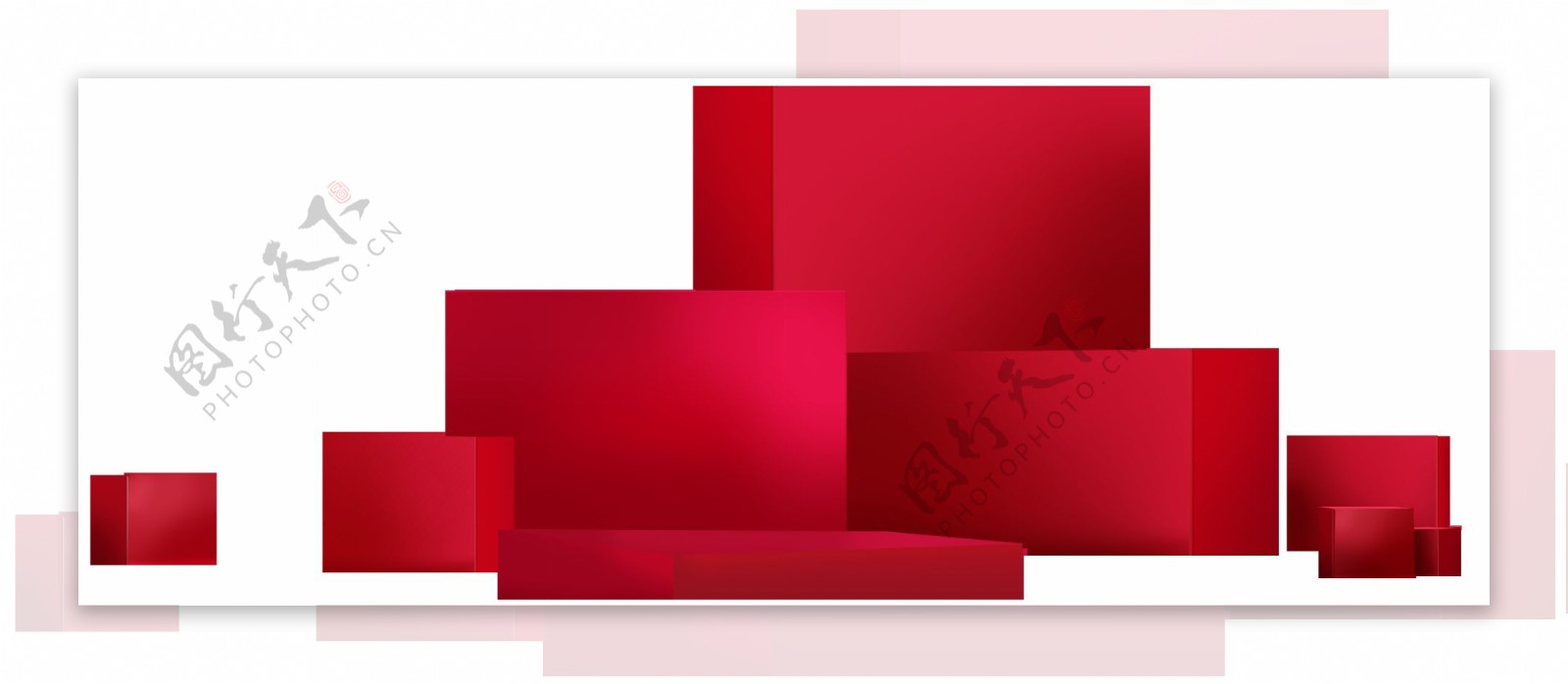 红色几何装饰png元素