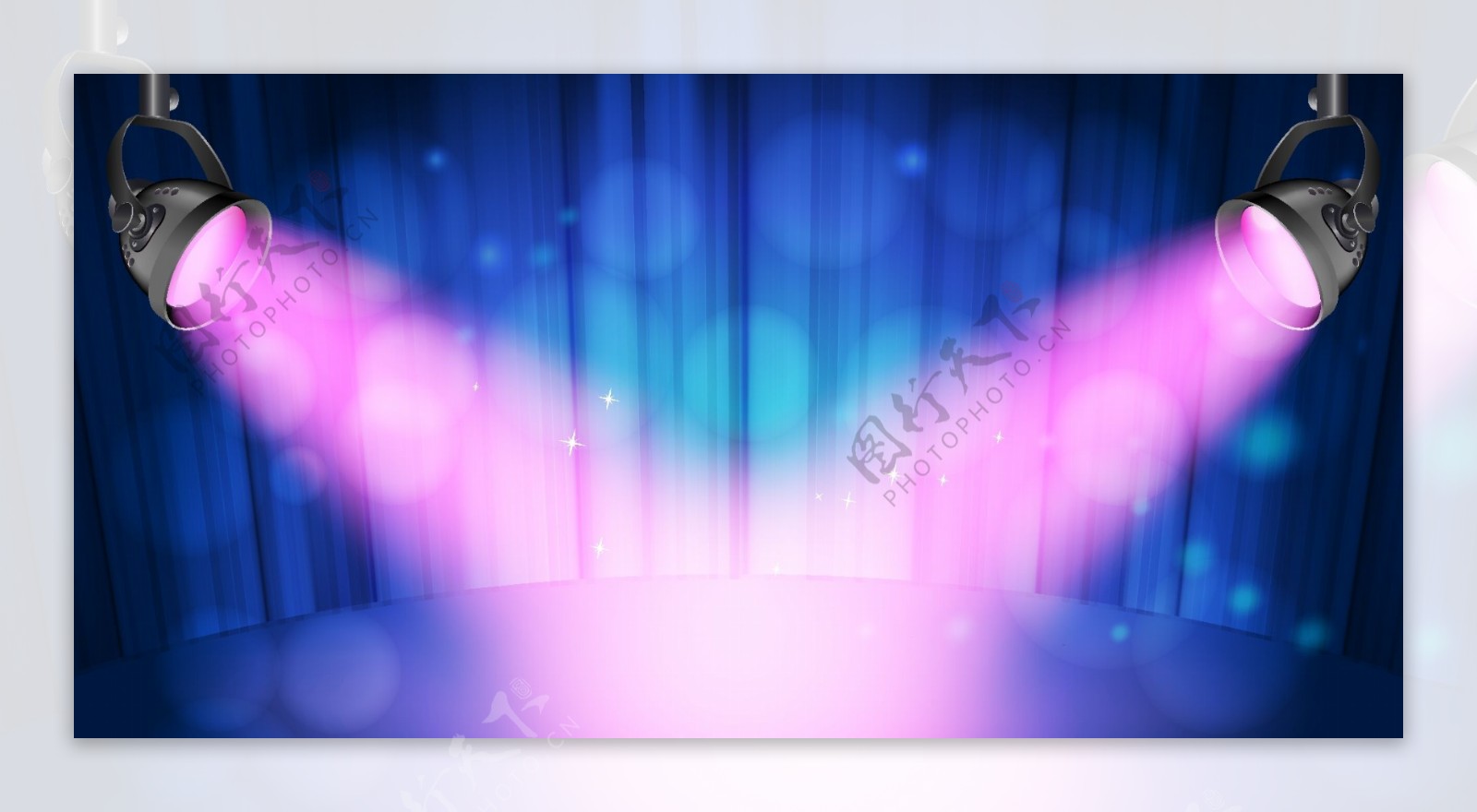 蓝色底纹粉色灯光舞台背景素材