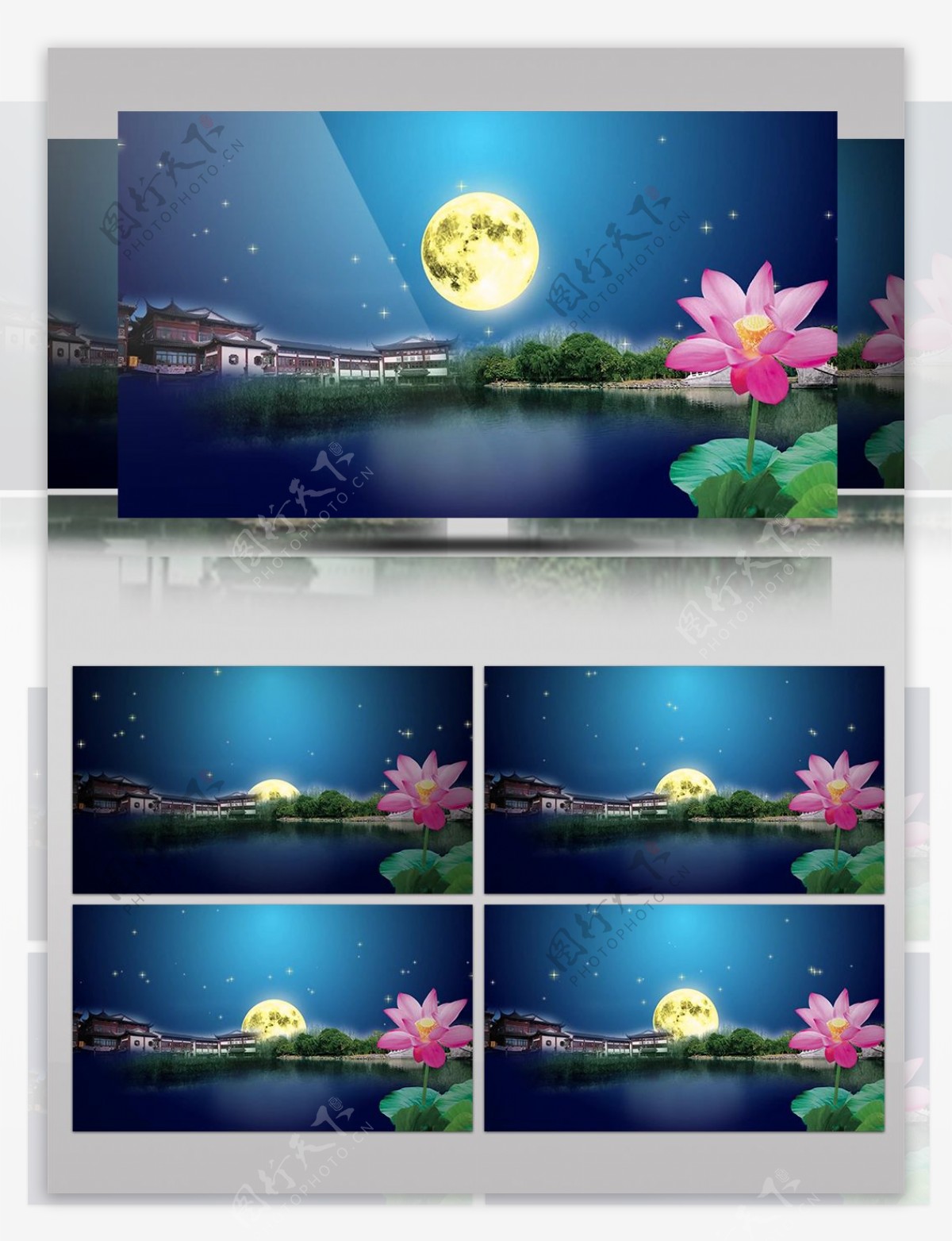 中秋节LED荷塘月色美丽背景视频素材