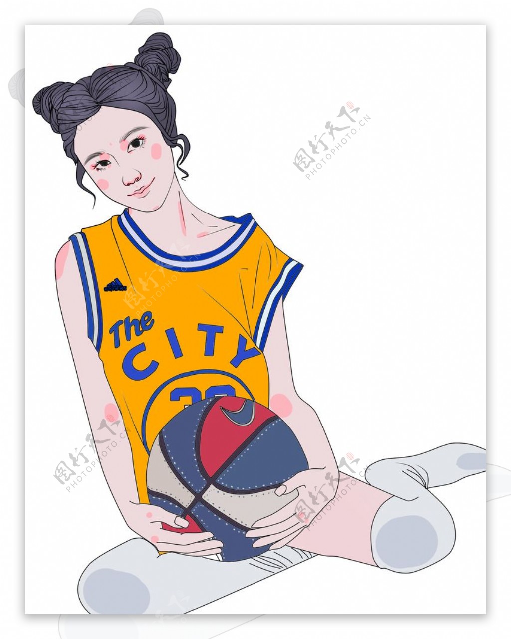 卡通漫画篮球少女