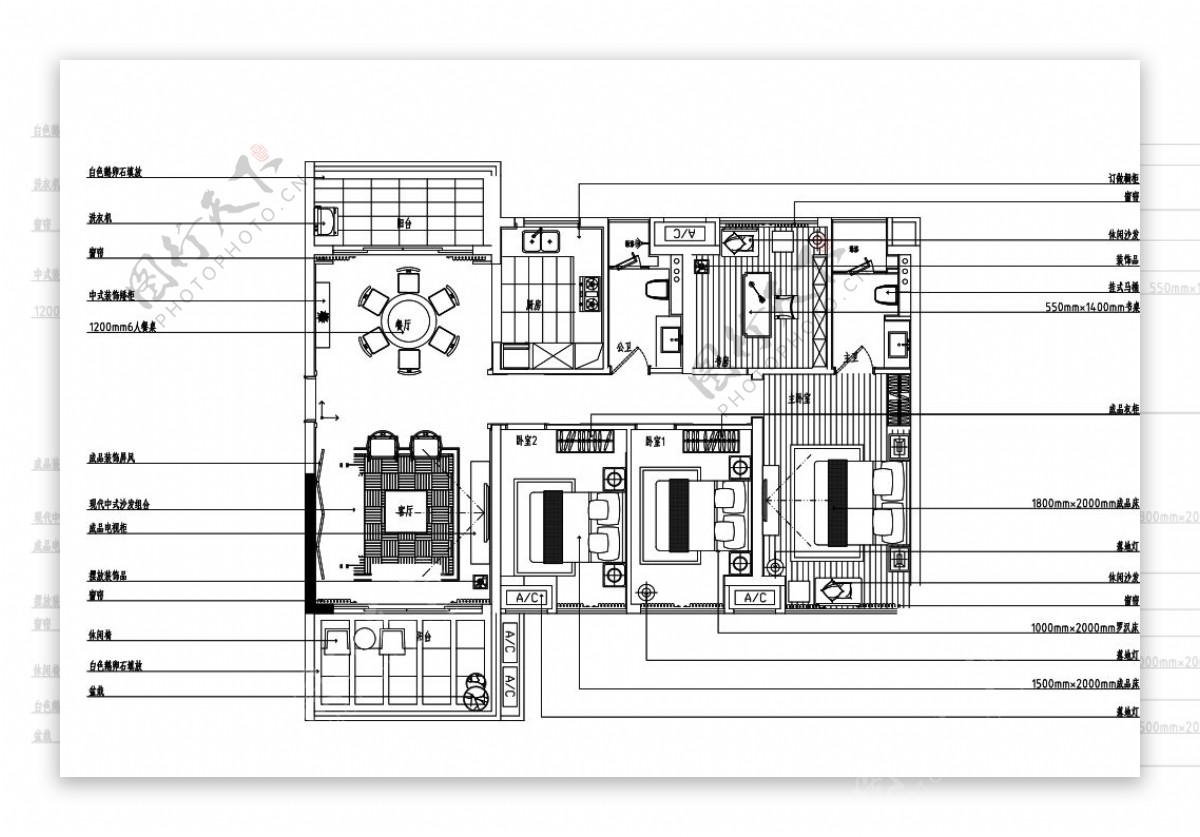 欧式四室一厅家装室内设计平面图