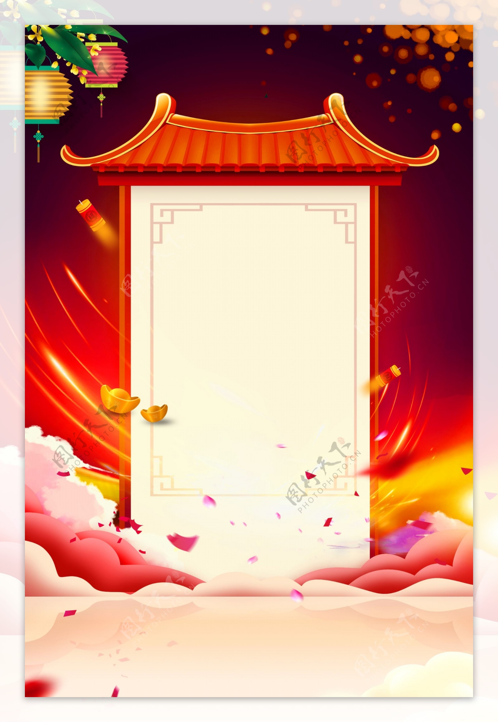 中国年年味春节喜迎新春广告背景图