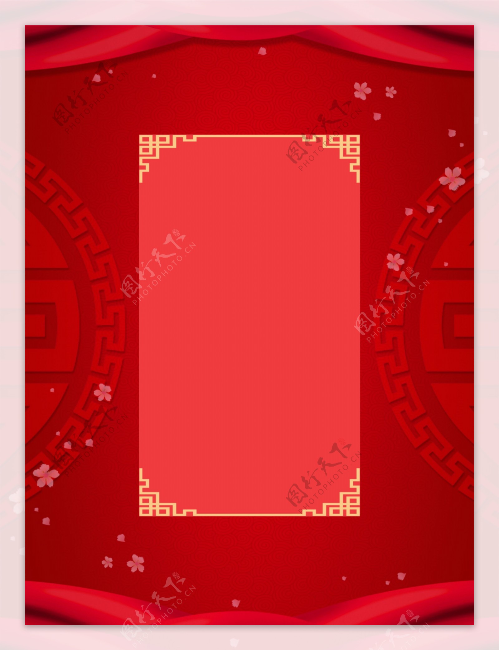 红色喜庆新年新婚节日背景模板