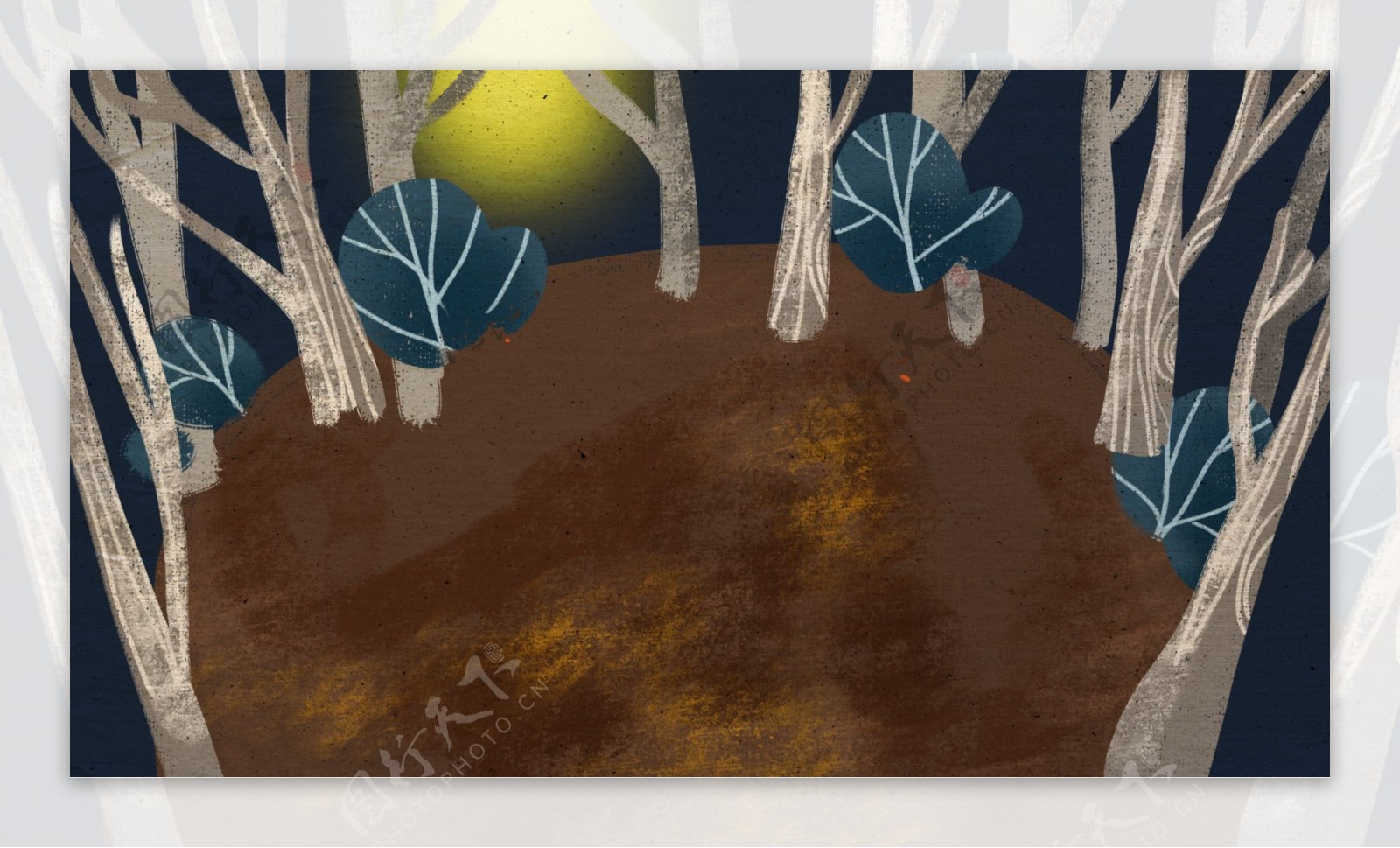 树林中的一片空地卡通背景