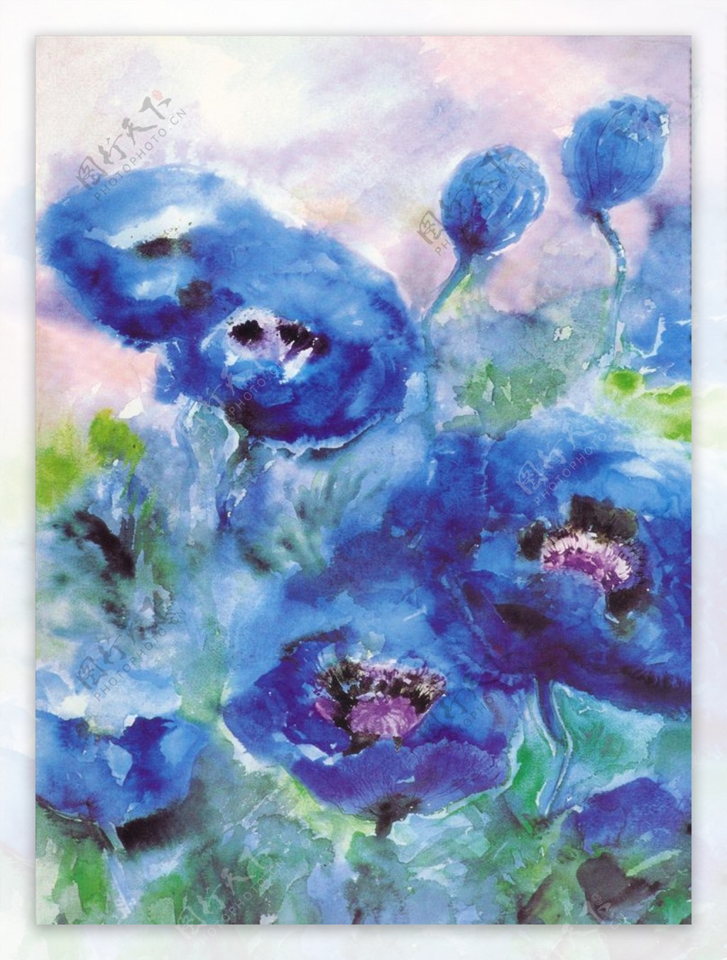 欧式蓝色装饰花朵